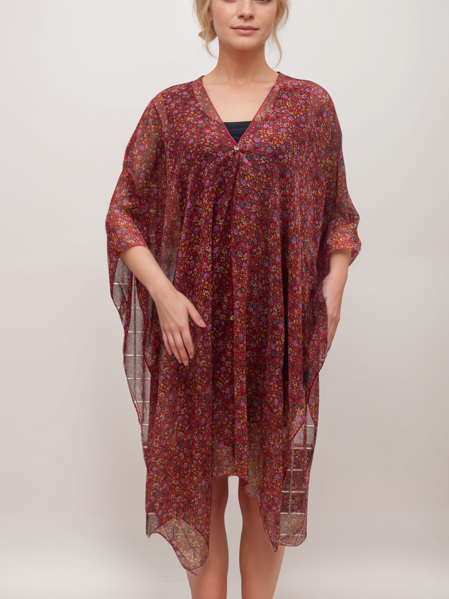 COVER UP WITH BUTTONS EMBELISHMENT-MULTI WAY WEAR - T6108