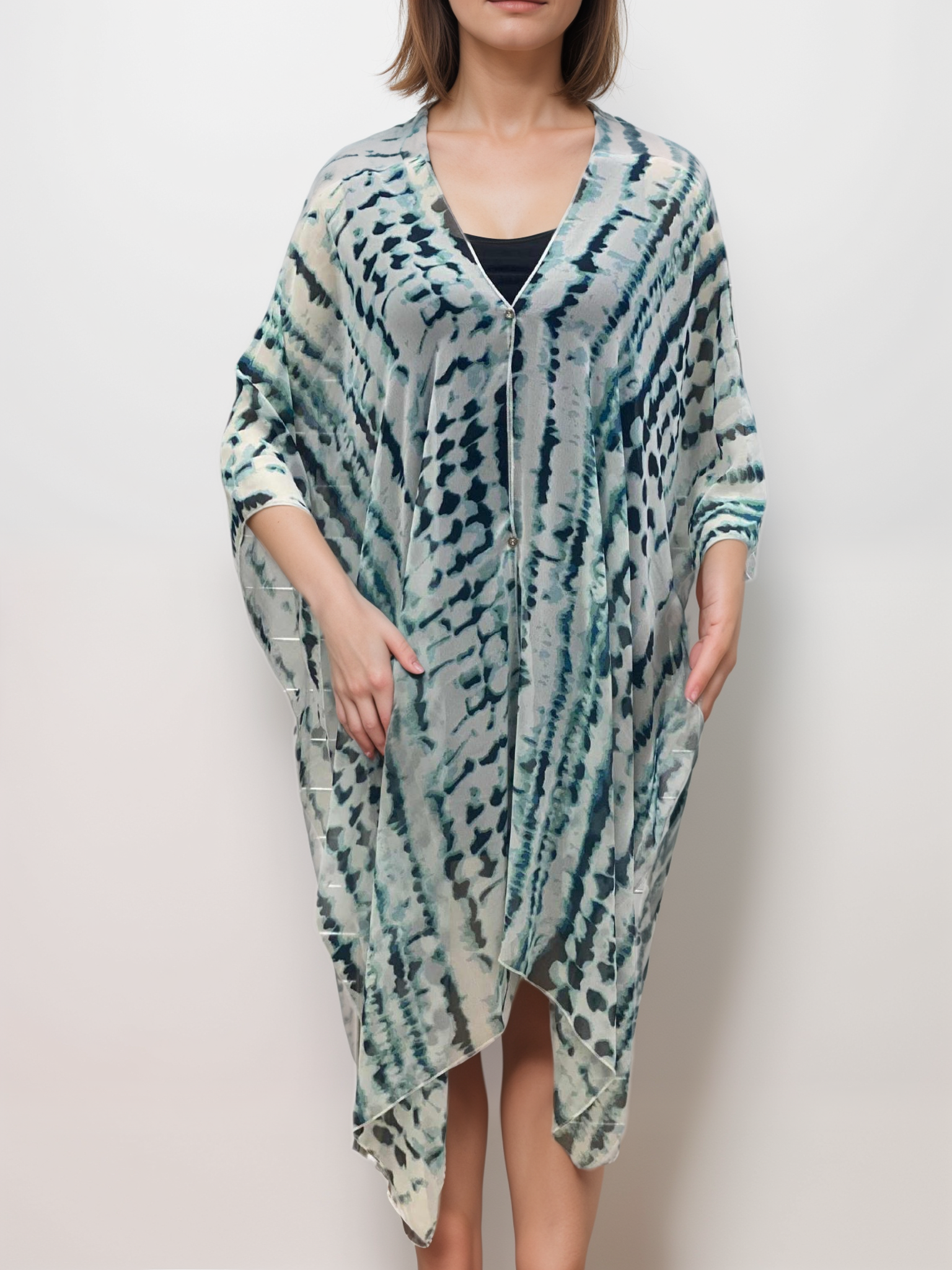 COVER UP WITH BUTTONS EMBELISHMENT-MULTI WAY WEAR - T6108
