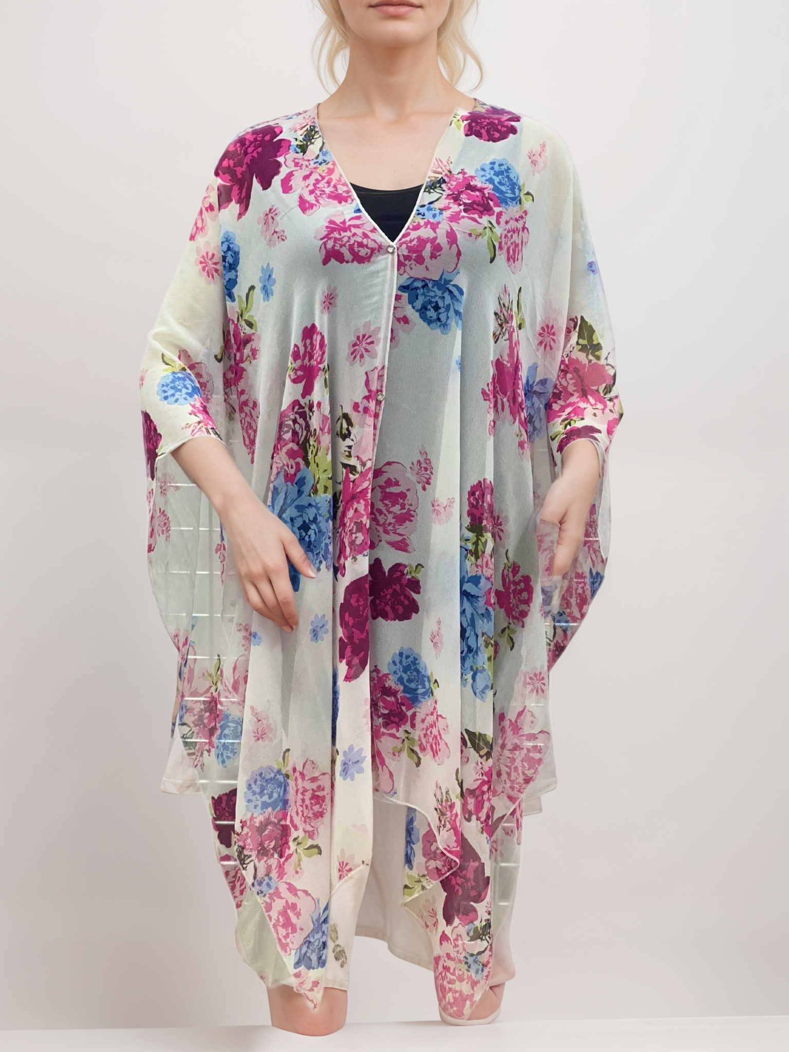 COVER UP WITH BUTTONS EMBELISHMENT-MULTI WAY WEAR - T6108