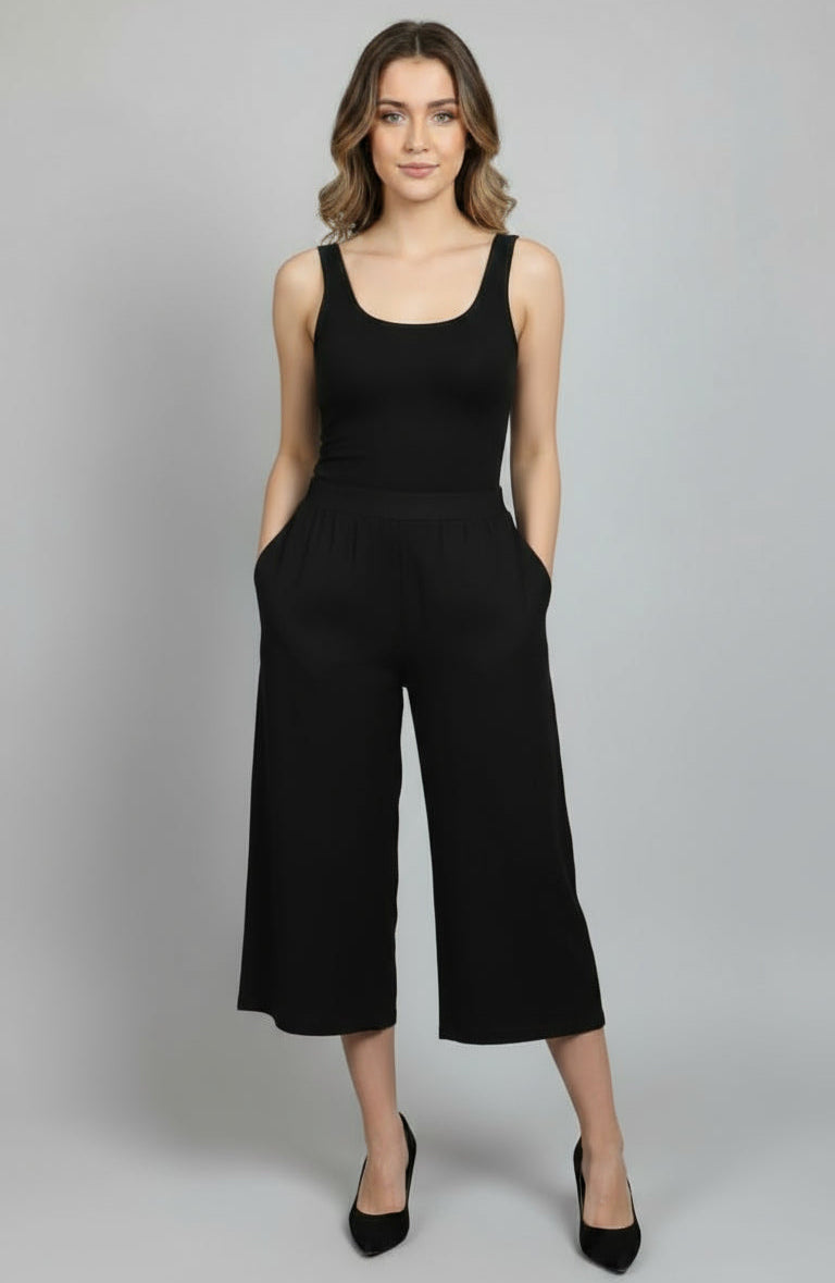 Royal Elastic waist wide leg Pull-on Gaucho - P006