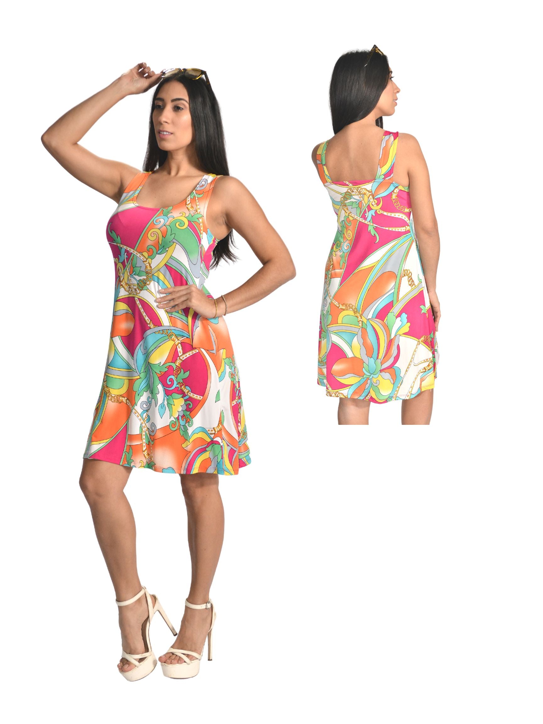 FASHQUE - SUNDRESS - Skater Style tank dress with square back  - D001 SALE