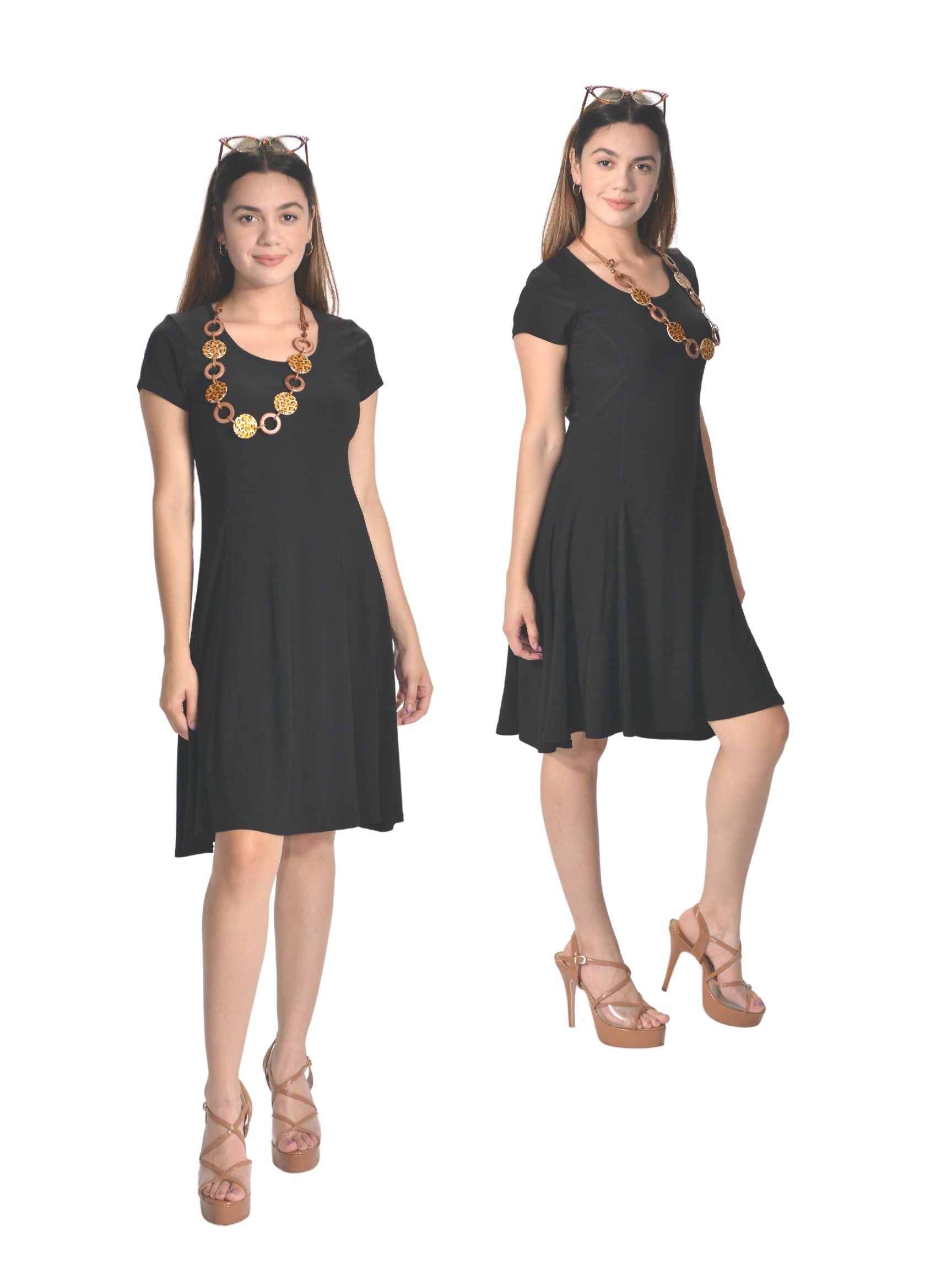 Highlighted Princess Seam Scoop Neck Dress - D037