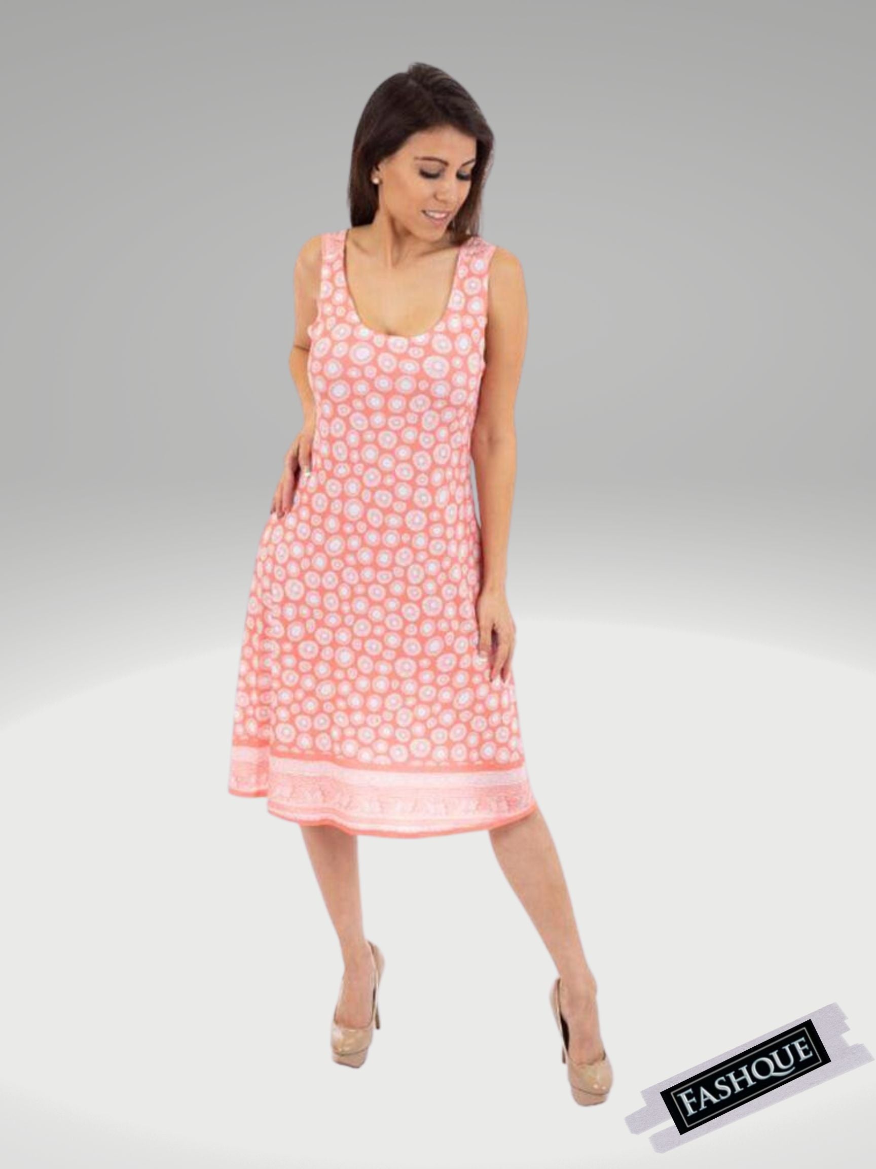 FASHQUE - SUNDRESS - Skater Style tank dress with square back -DIGITAL D2001