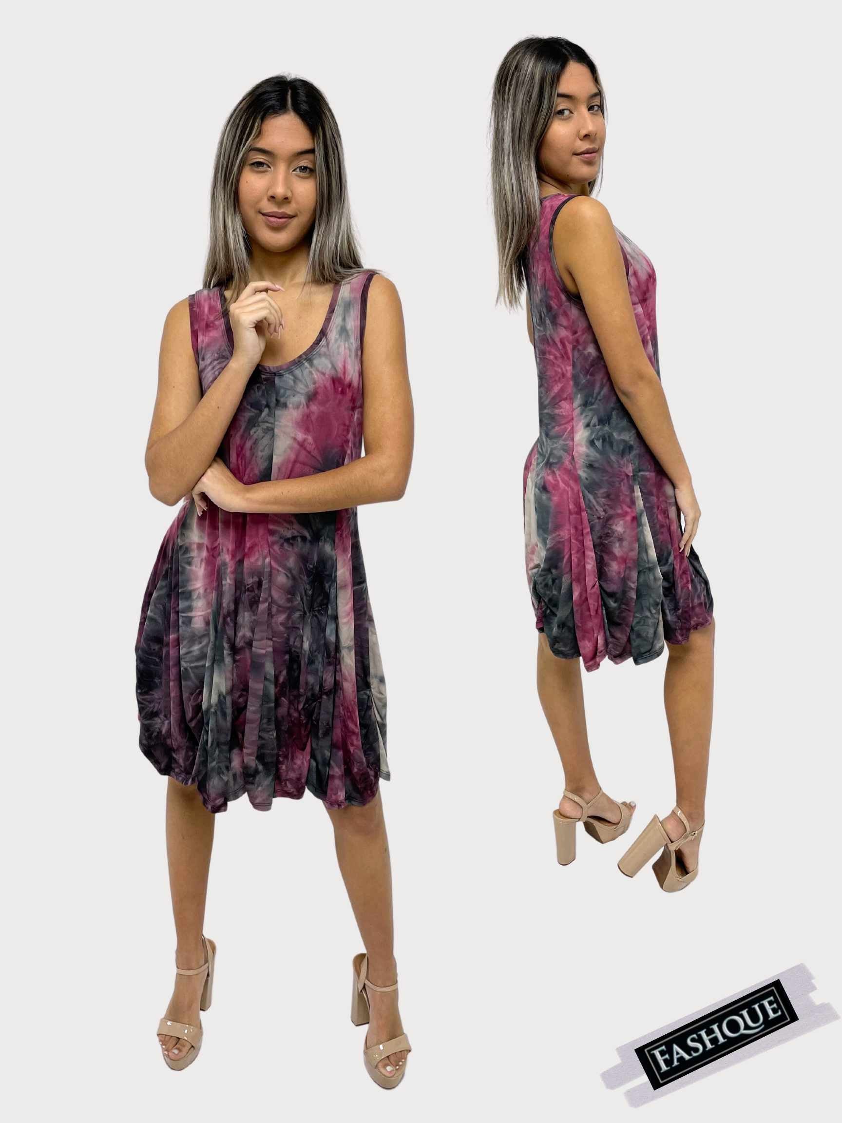 FASHQUE - Sleeveless Pull-Over Detailed Bubble Panel Dress - D066 SALE