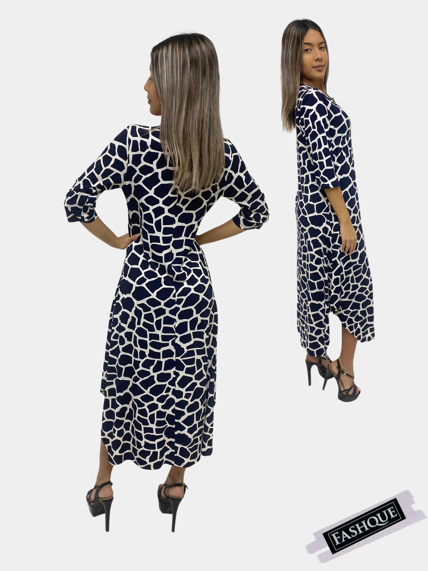 FASHQUE - A-line Maxi Dress 3/4th Sleeve - D075 SALE