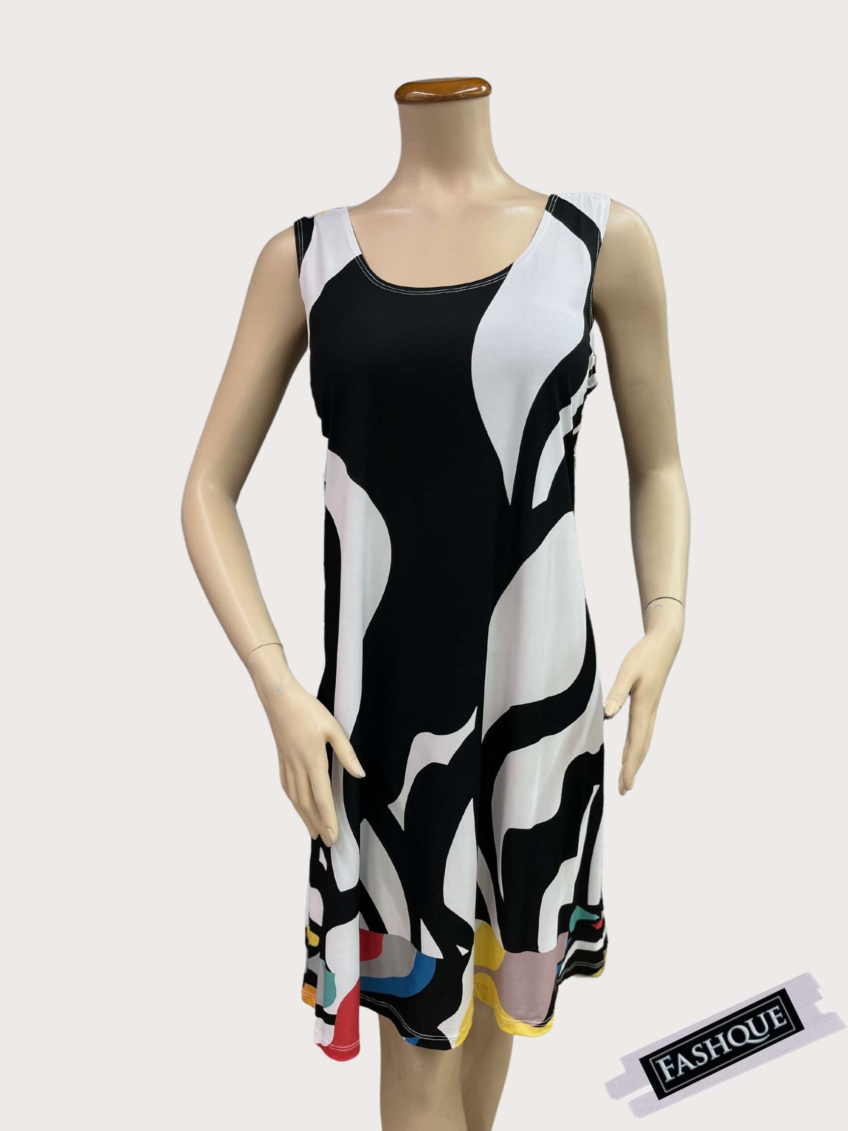 FASHQUE - SUNDRESS - Skater Style tank dress with square back -DIGITAL D2001