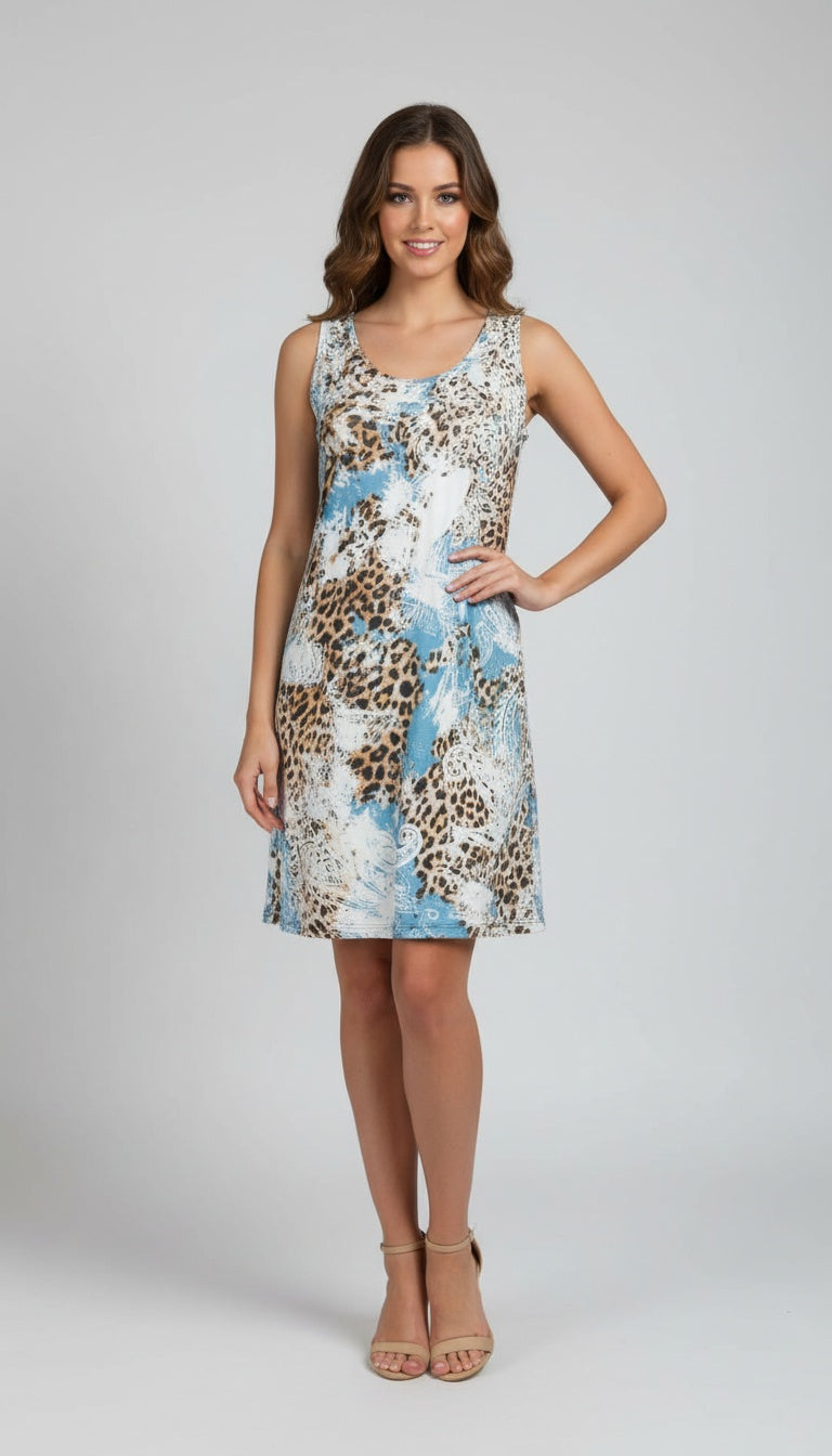 Sleeveless Scoop Neck Pull-Over Style Dress - D2002