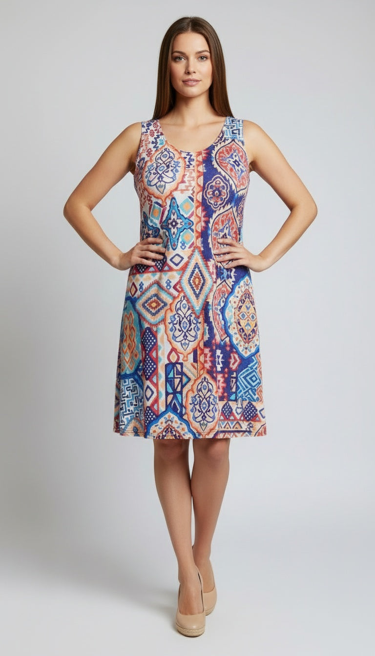 Sleeveless Scoop Neck Pull-Over Style Dress - D2002