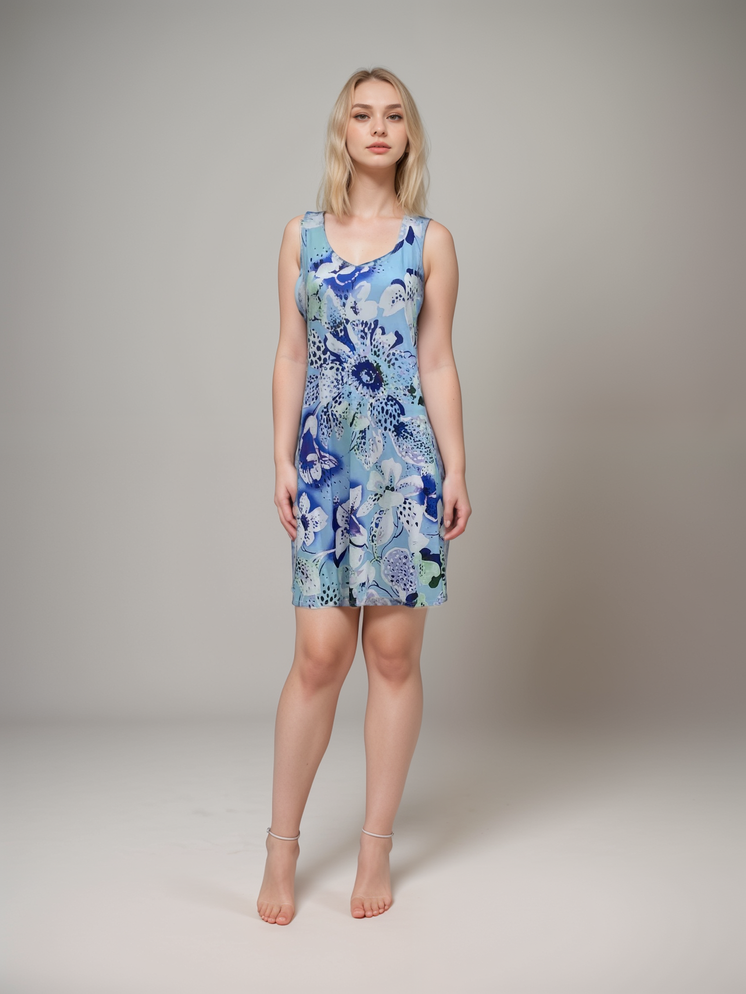 Square back tank Dress with Pockets - D2061