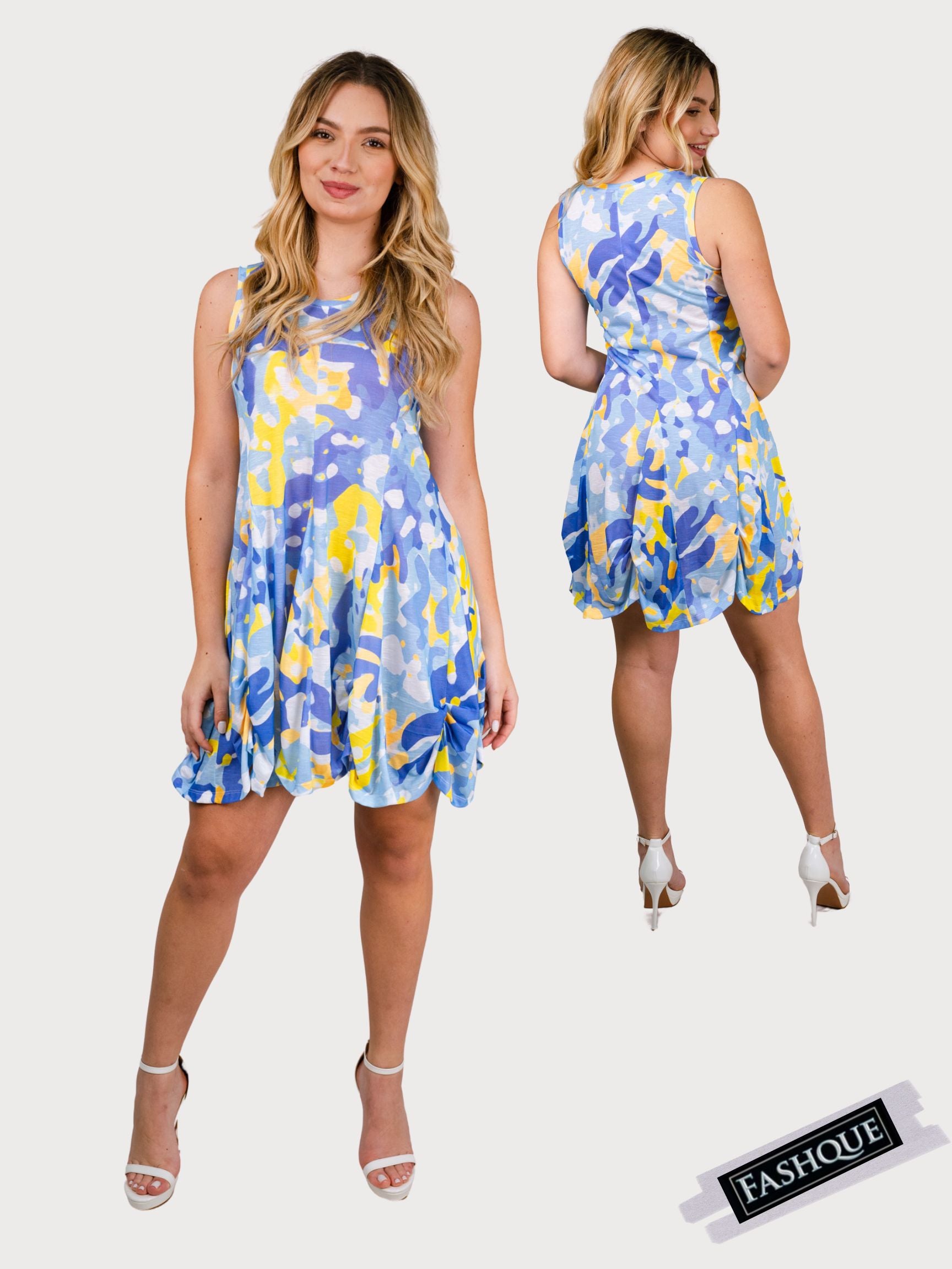 FASHQUE - Sleeveless Pull-Over Detailed Bubble Panel Dress - D2066