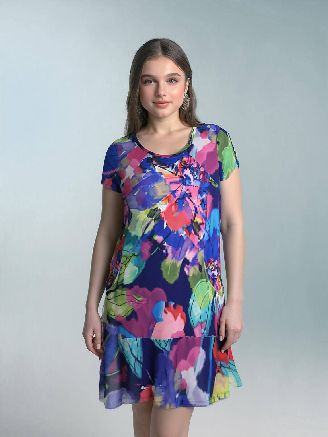 KANGAROO POCKET PRINCESS SEAM CAP SLEEVE DRESS - D2108