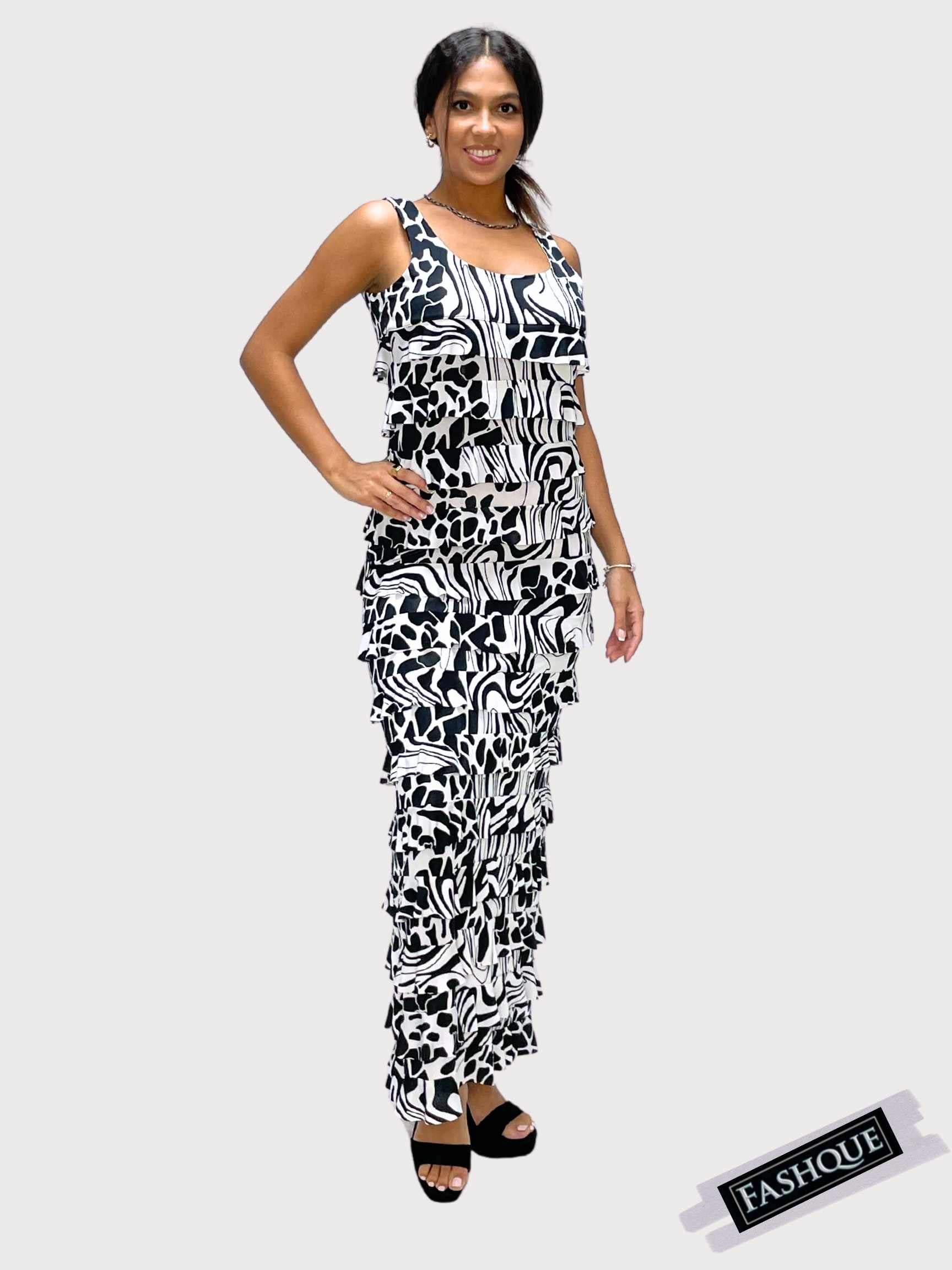 FASHQUE - Ruffle Maxi Dress Sleeveless PRINTED - D211 SALE