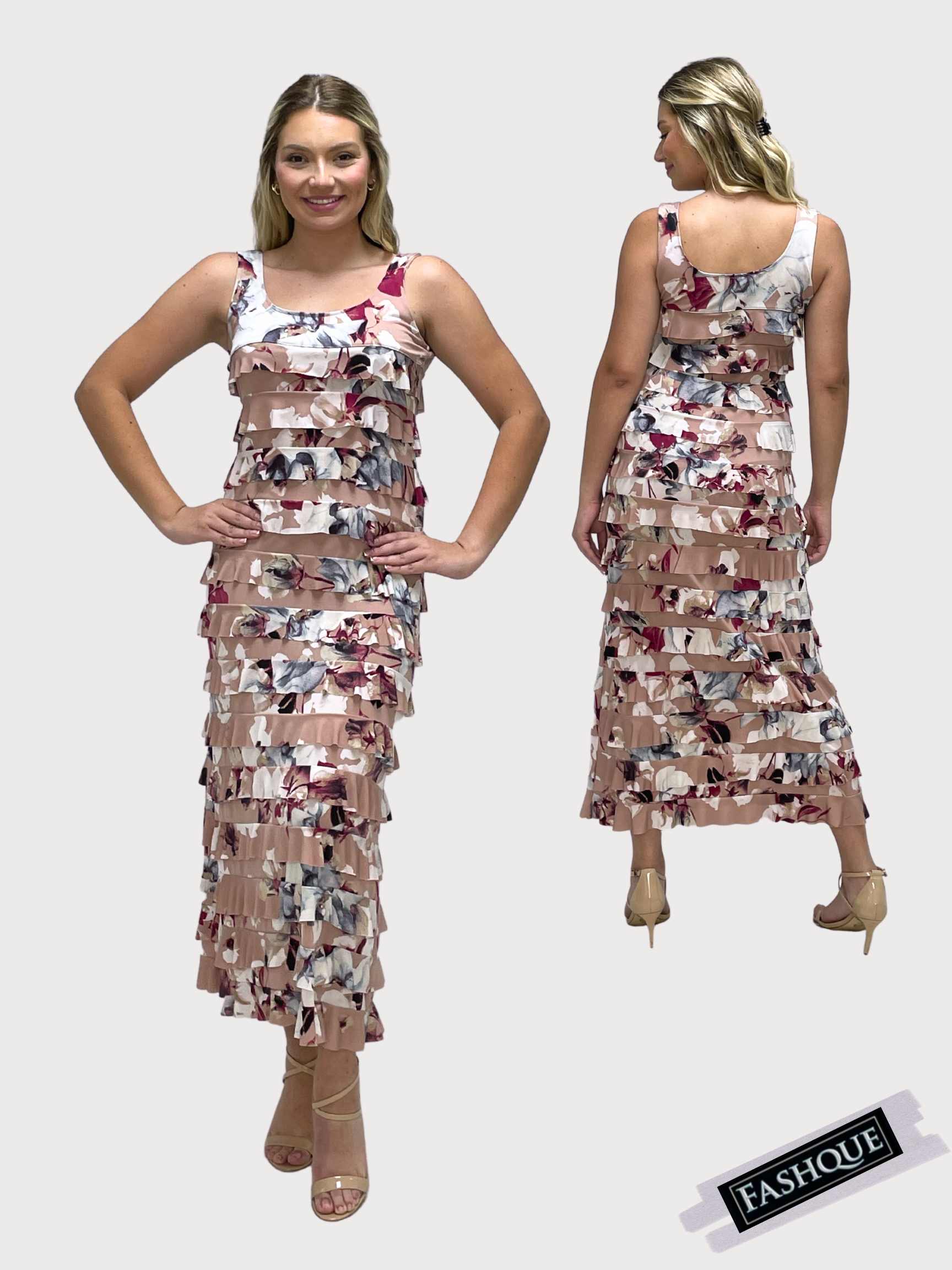 FASHQUE - Ruffle Maxi Dress Sleeveless PRINTED - D211 SALE