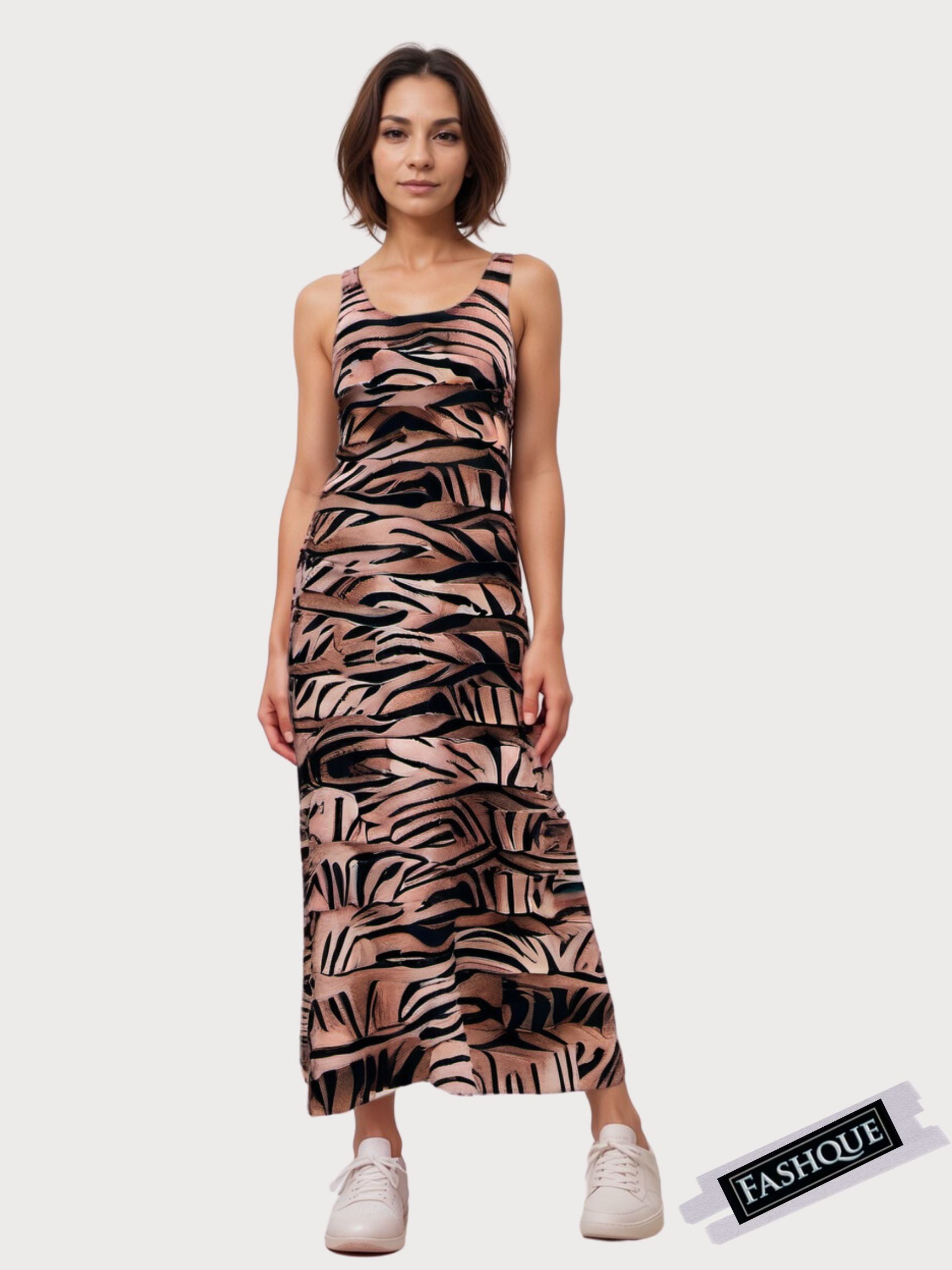 FASHQUE - Ruffle Maxi Dress Sleeveless NEW PRINTED - D2211