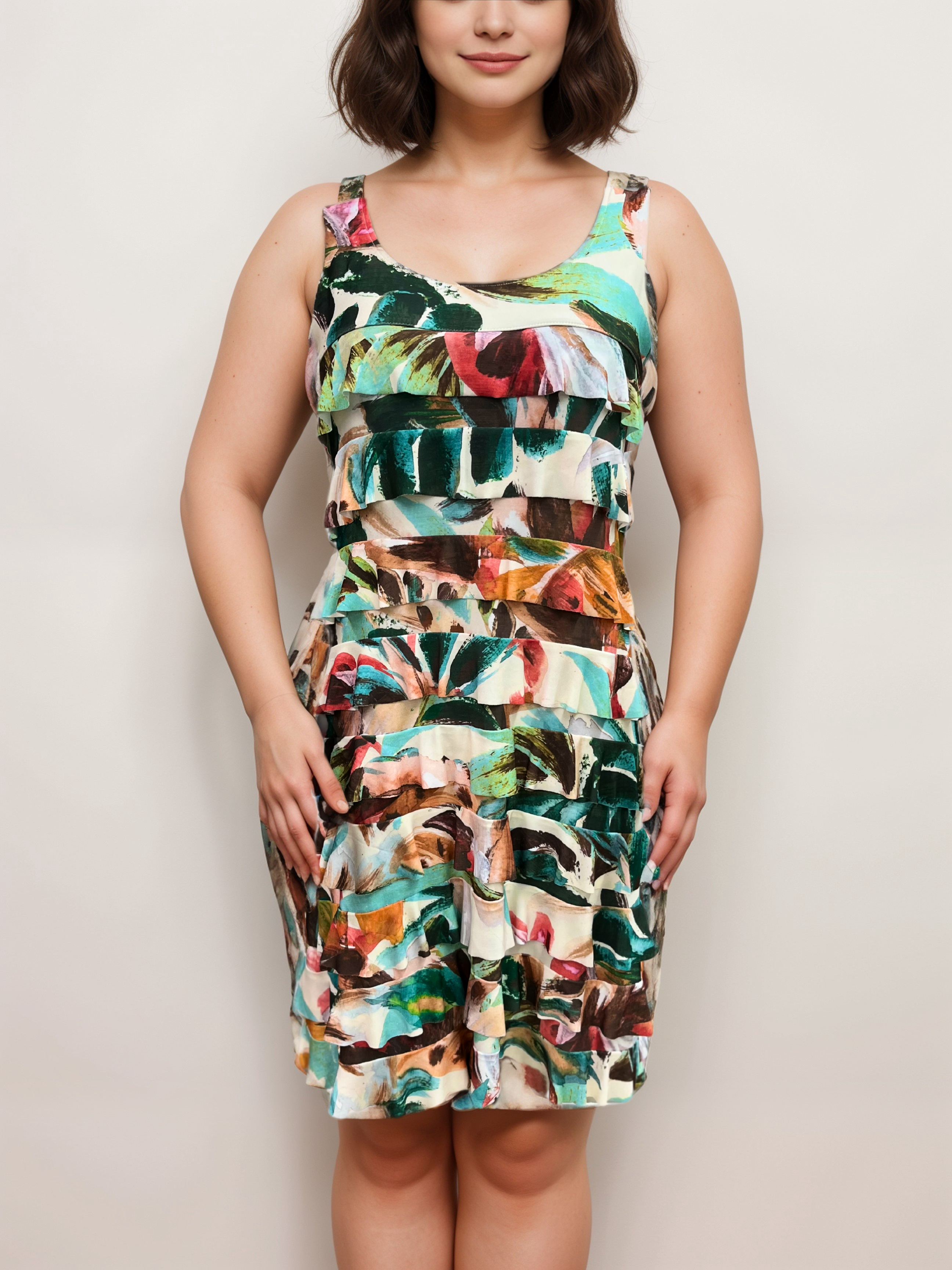 CHACHA Ruffle Knee length PRINTED Dress - D2760