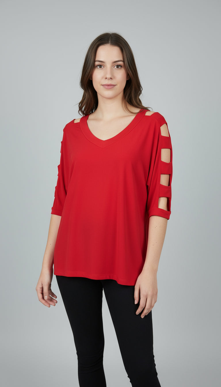 Sleeve V-Neck Top - T706
