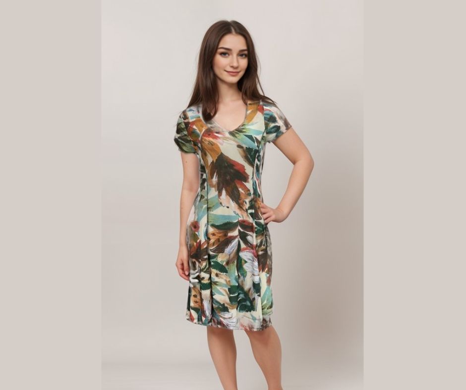 Highlighted Princess Seam Scoop Neck Dress - D2037