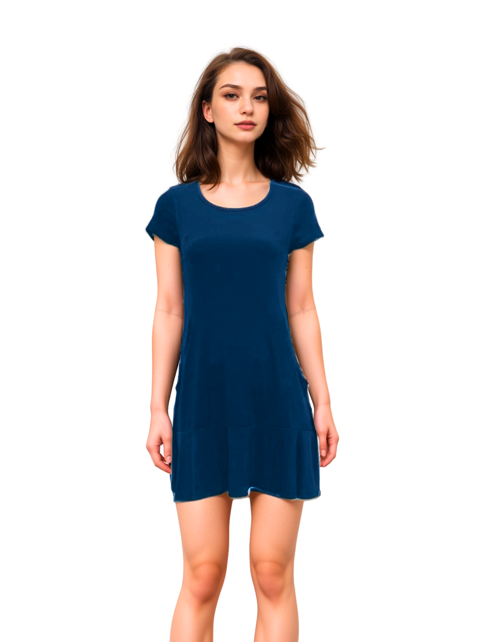 KANGAROO POCKET PRINCESS SEAM CAP SLEEVE DRESS - D108
