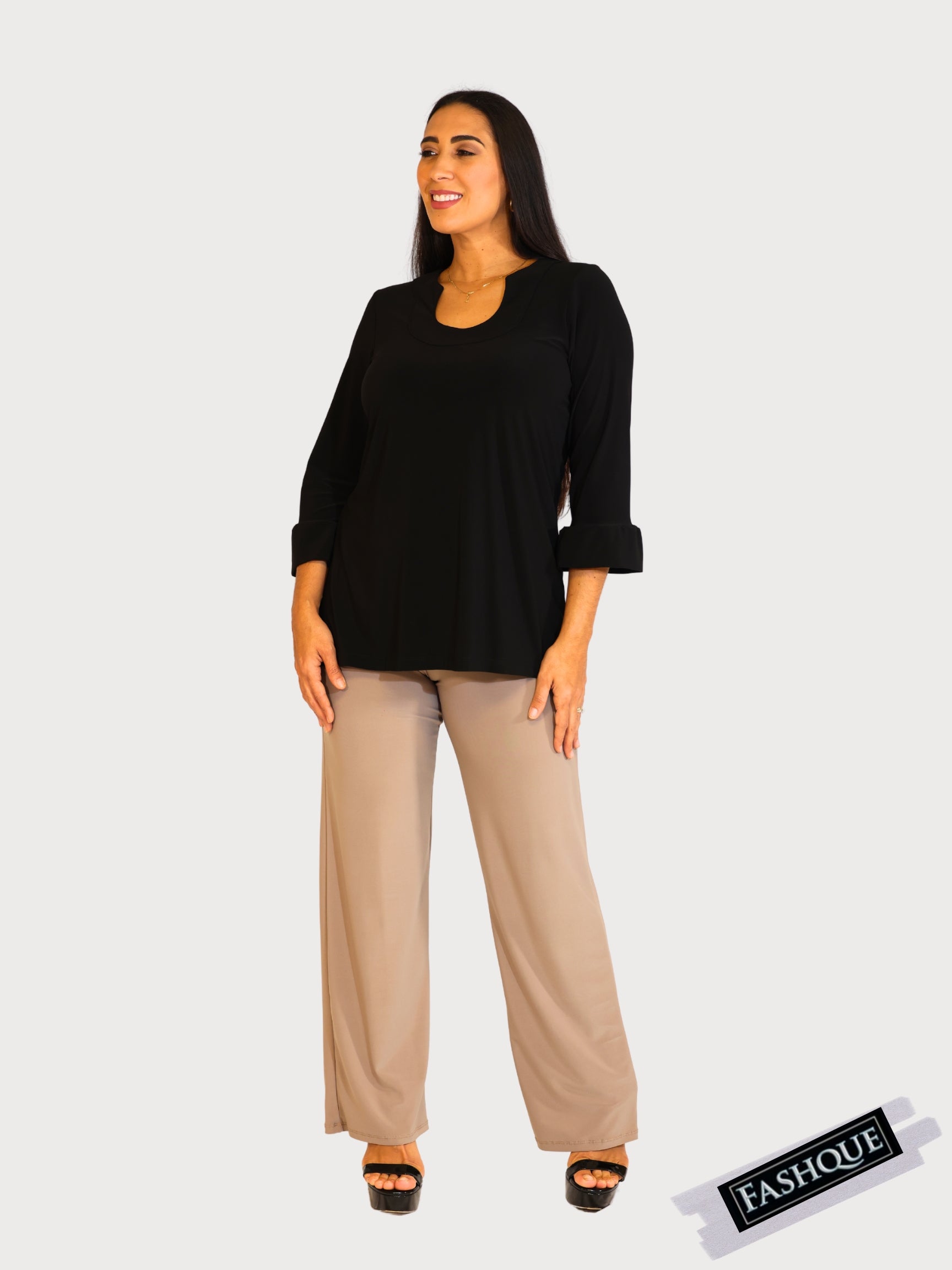 FASHQUE - Mid Rise Straight Leg Pull-on Palazzo - P015 SALE