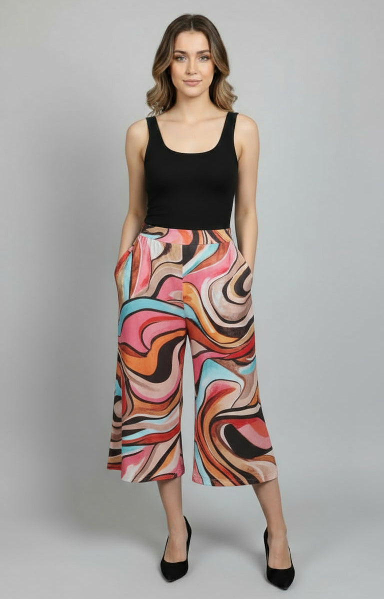 Royal Elastic waist wide leg Pull-on Gaucho - P2006