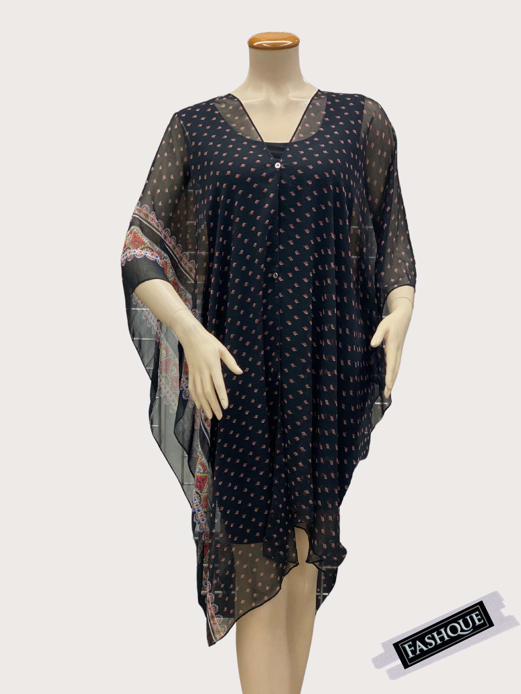 COVER UP WITH BUTTONS EMBELISHMENT-MULTI WAY WEAR - T6108