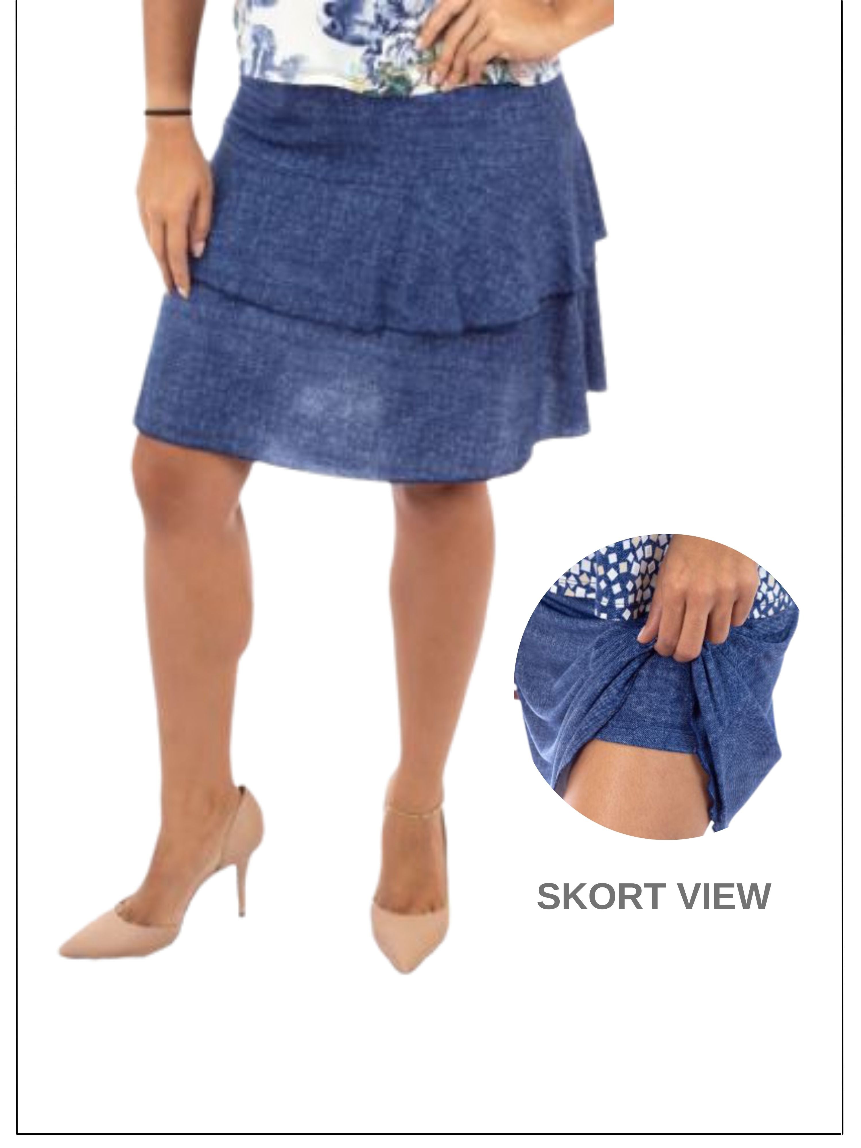 FASHQUE - 3 Tier PRINTED SKORT with the Ruffle in the center - SH001 SALE