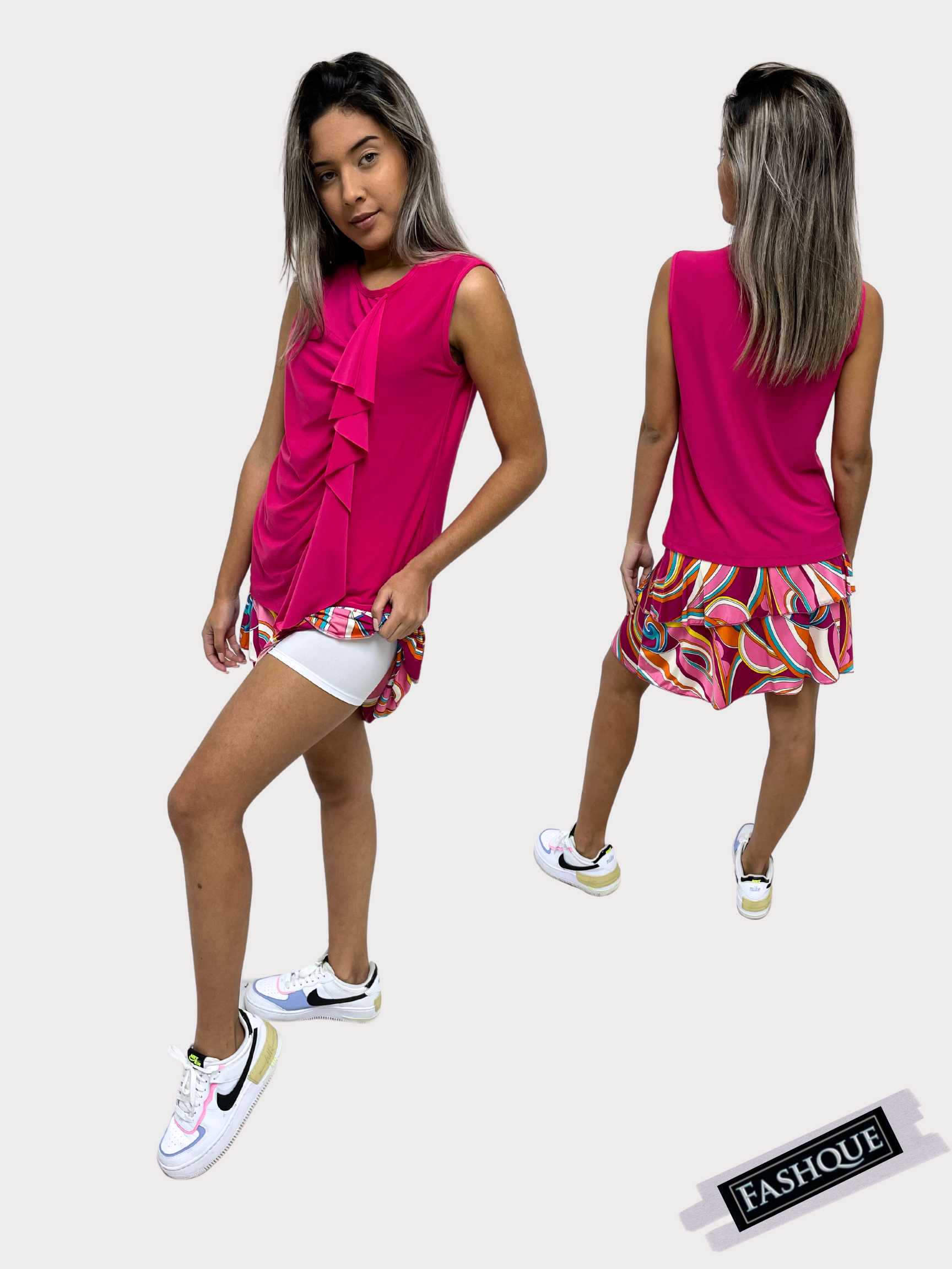 FASHQUE - 3 Tier PRINTED SKORT with the Ruffle in the center - SH001