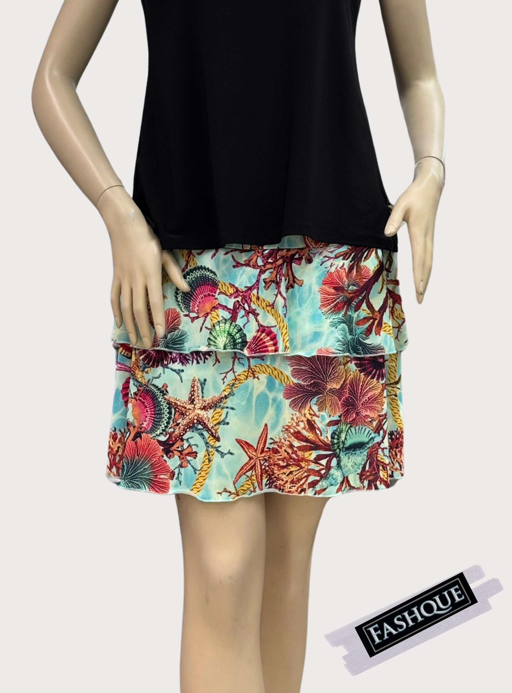 FASHQUE - 3 Tier DIGITAL PRINT SKORT with the Ruffle in the center - SH2001