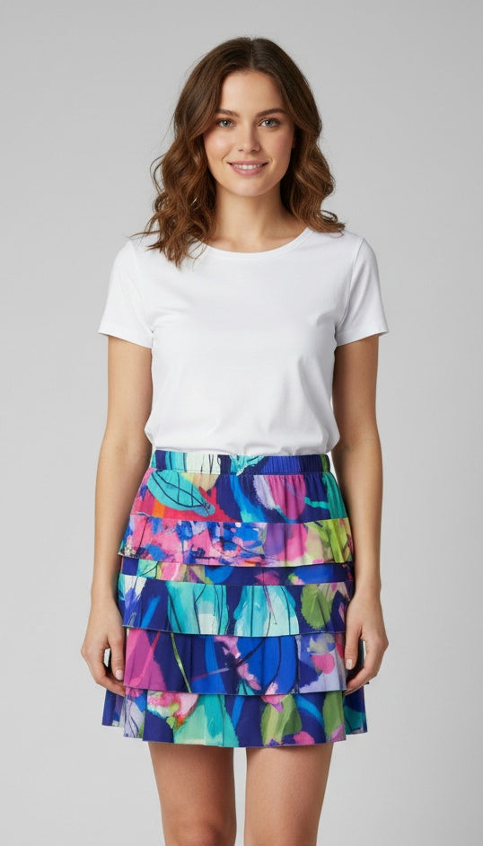 3 Tier DIGITAL PRINT SKORT with the Ruffle in the center - SK2016