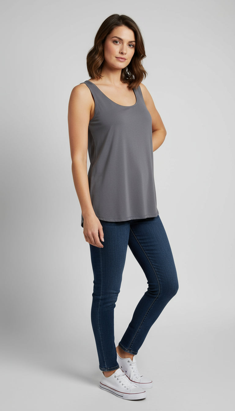Round Neck Basic Solid Tank Top - T318