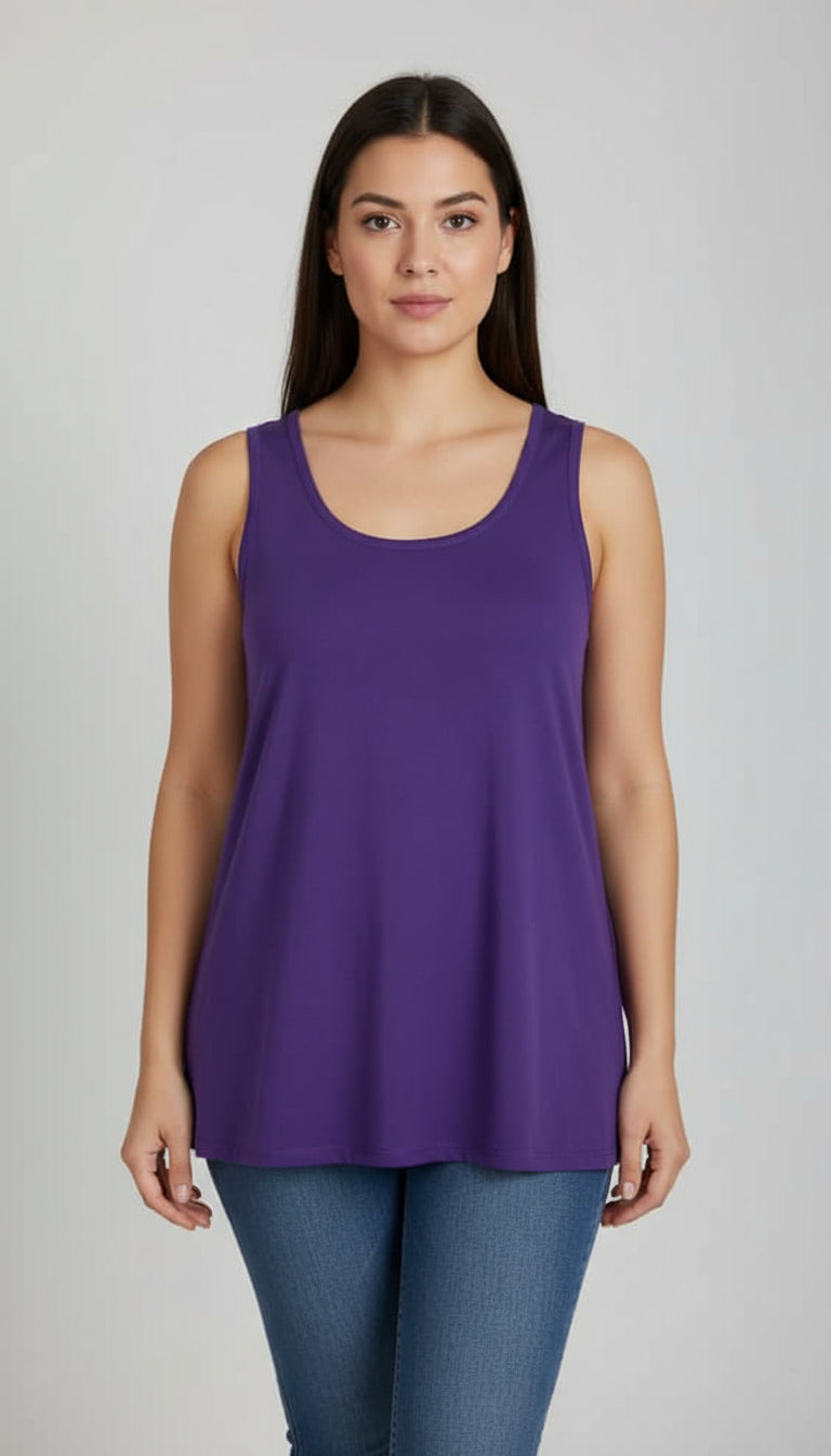 Round Neck Basic Solid Tank Top - T318