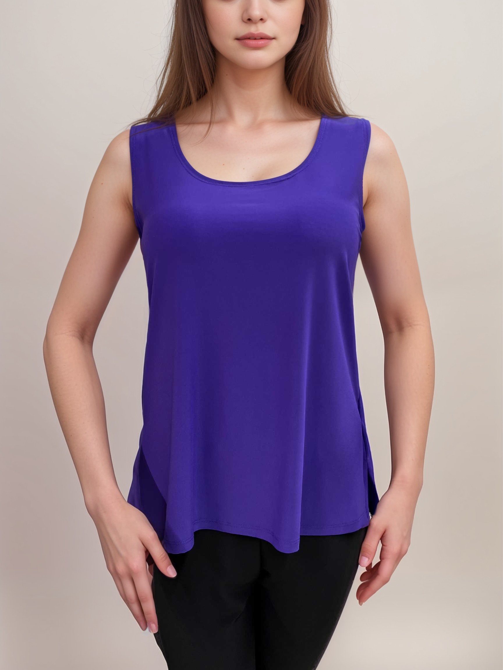 Round Neck Basic Solid Tank Top - T318