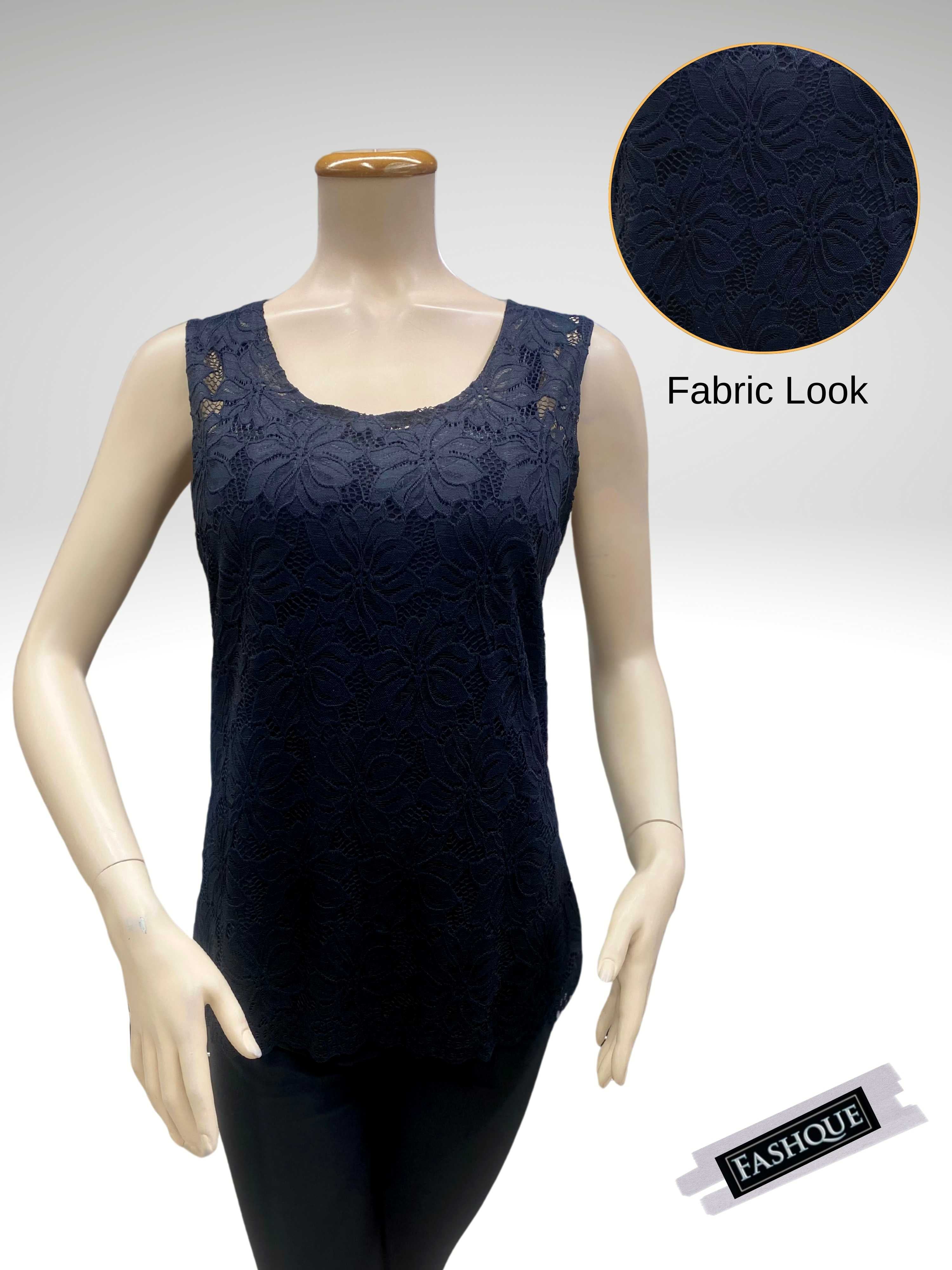 FASHQUE - Lace layering with lining inside sleeveless knit Tunic Top - T329