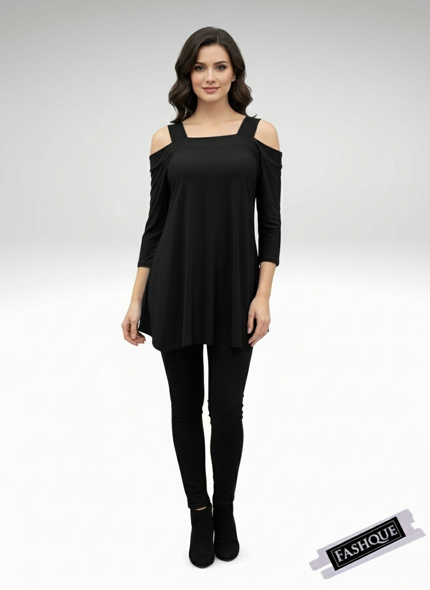 Off shoulder 3/4 sleeve Asymmetrical Tunic/Top - T425
