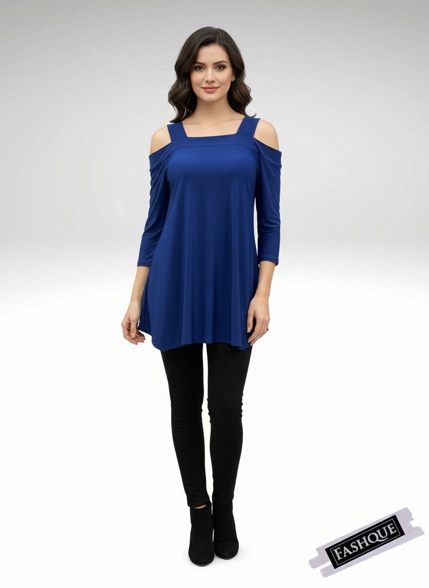 Off shoulder 3/4 sleeve Asymmetrical Tunic/Top - T425