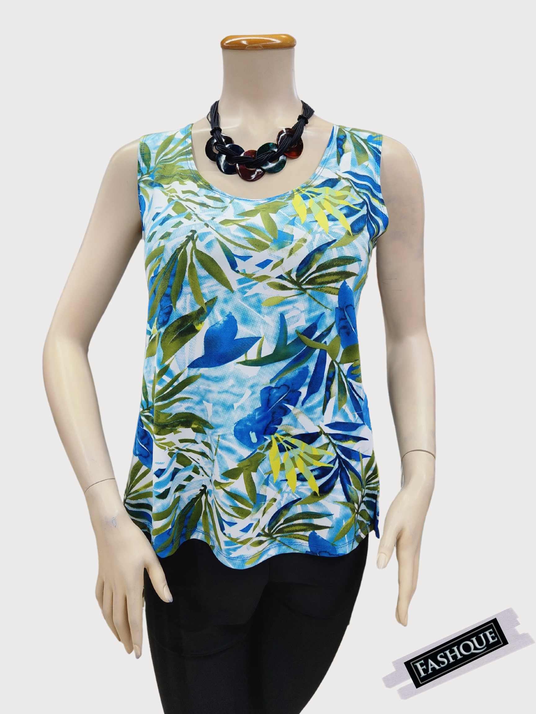 FASHQUE - Round Neck Basic PRINTED Tank Top - T477