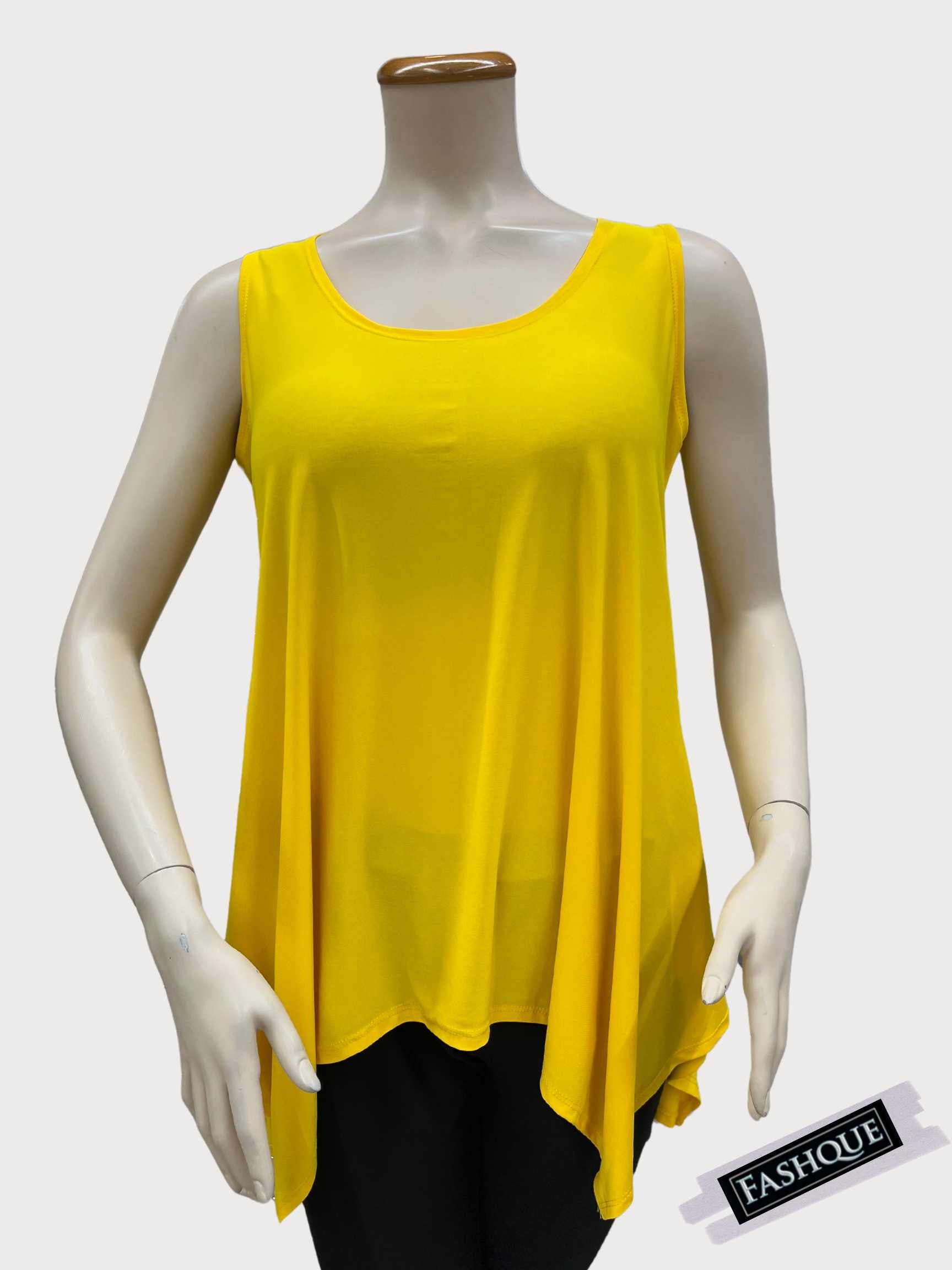 FASHQUE - Sleeveless Sharkbite round neck Tunic Top - T555