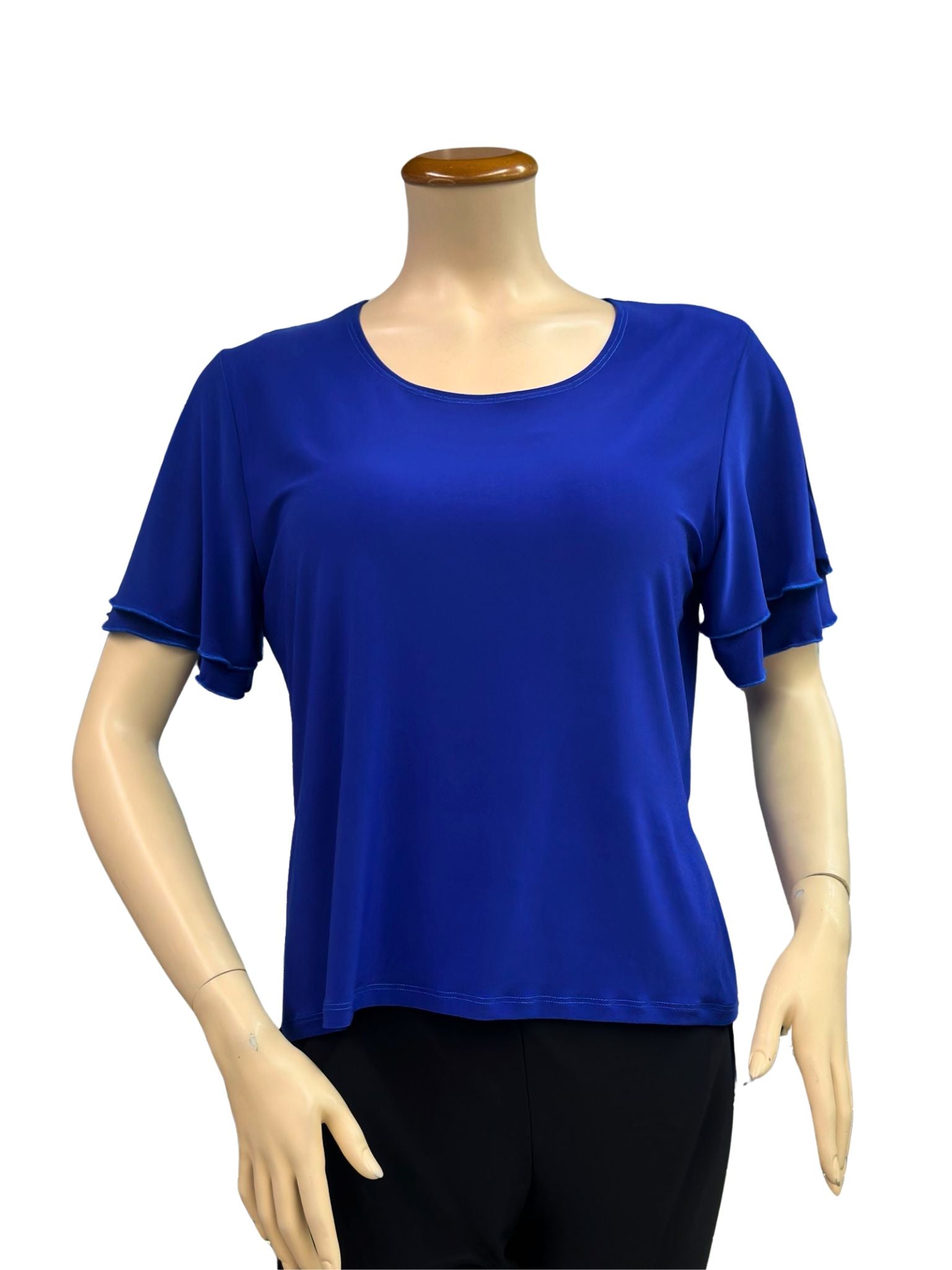 FASHQUE - Double Ruffle Bell Sleeves Scoop Neck Top - T560