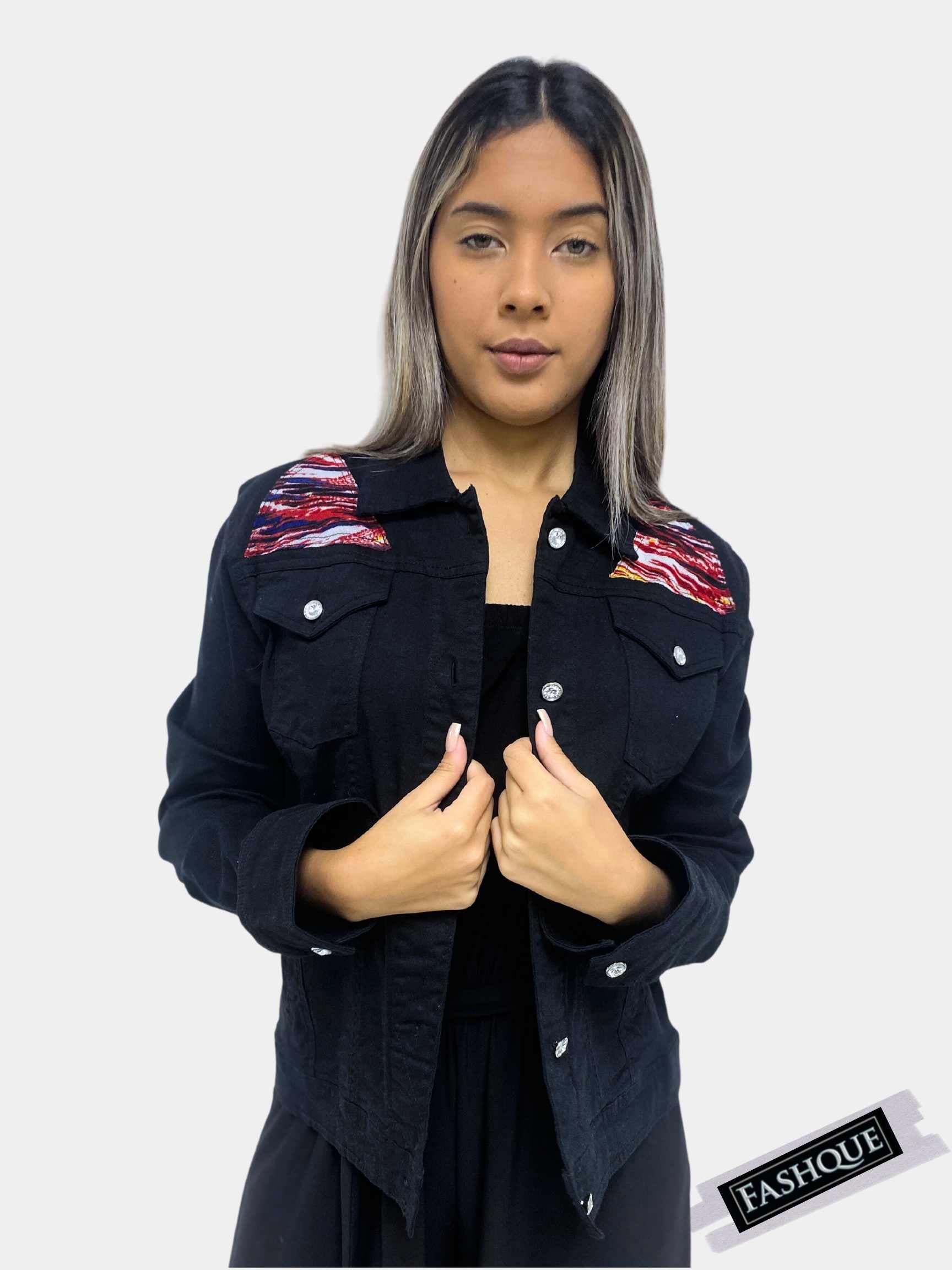 FASHQUE - Denim Jacket for women with Patchwork - T657