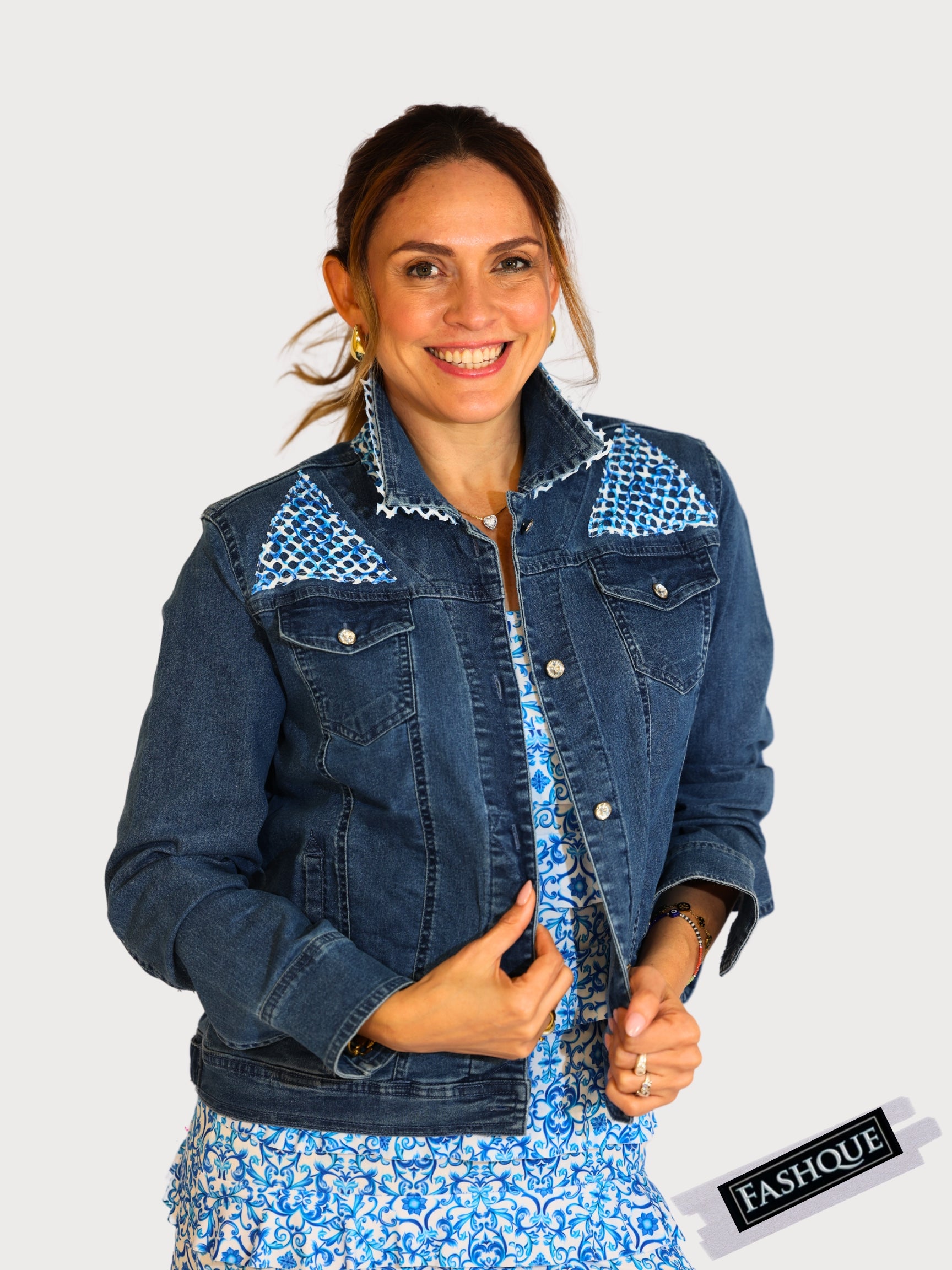 FASHQUE - Denim Jacket for women with Patchwork - T657