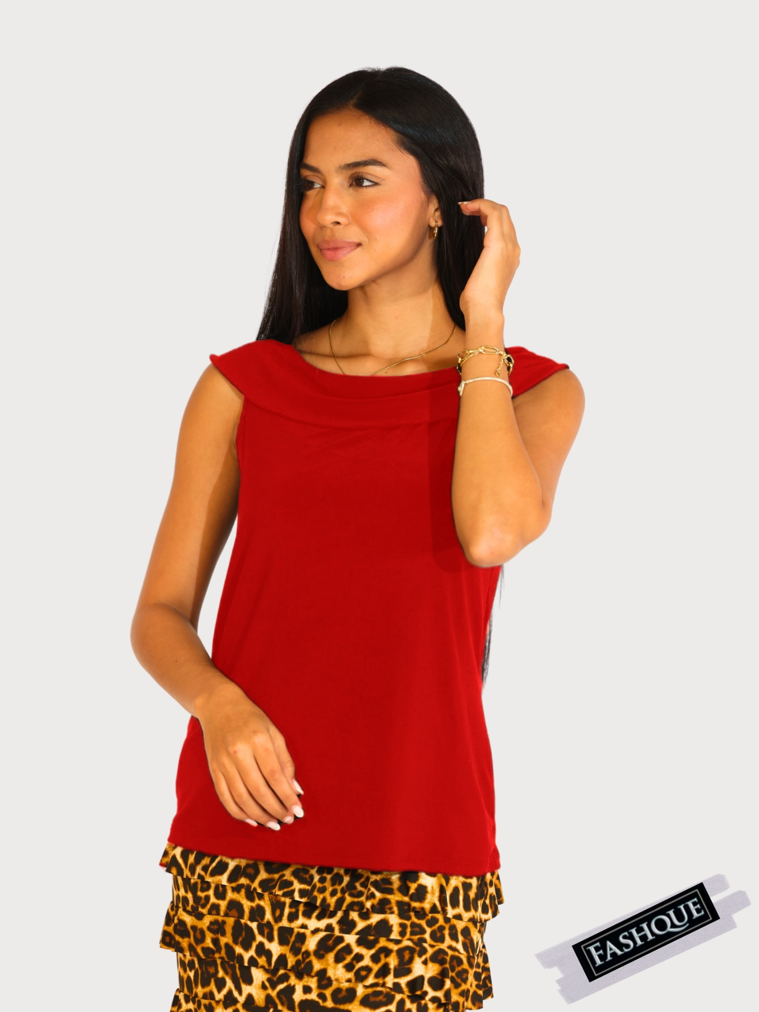 COWL NECK SLEEVELESS TOP - T662