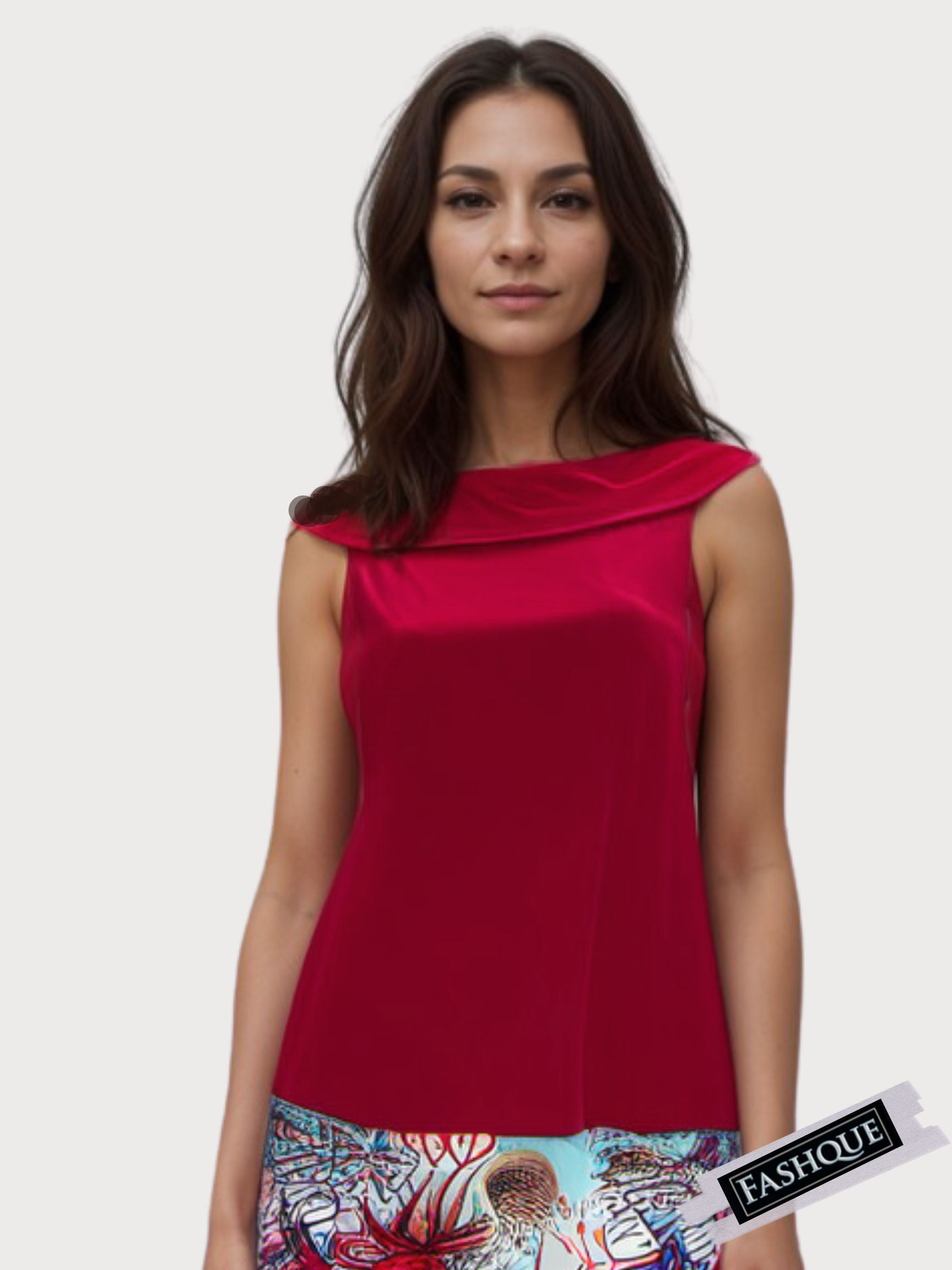 FASHQUE - COWL NECK SLEEVELESS TOP - T662