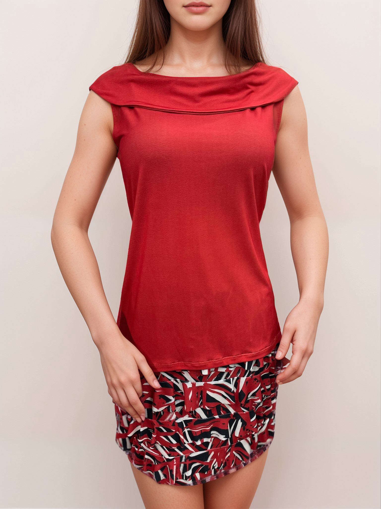 COWL NECK SLEEVELESS TOP - T662