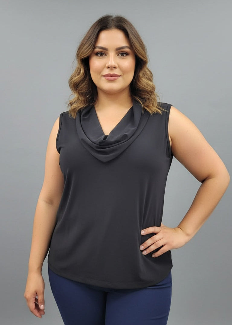 COWL NECK SLEEVELESS TOP - T663
