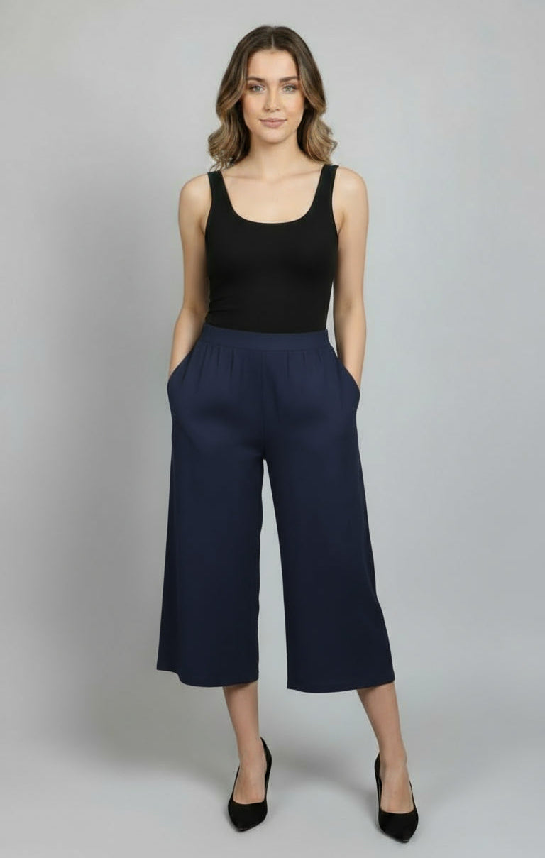 Royal Elastic waist wide leg Pull-on Gaucho - P006