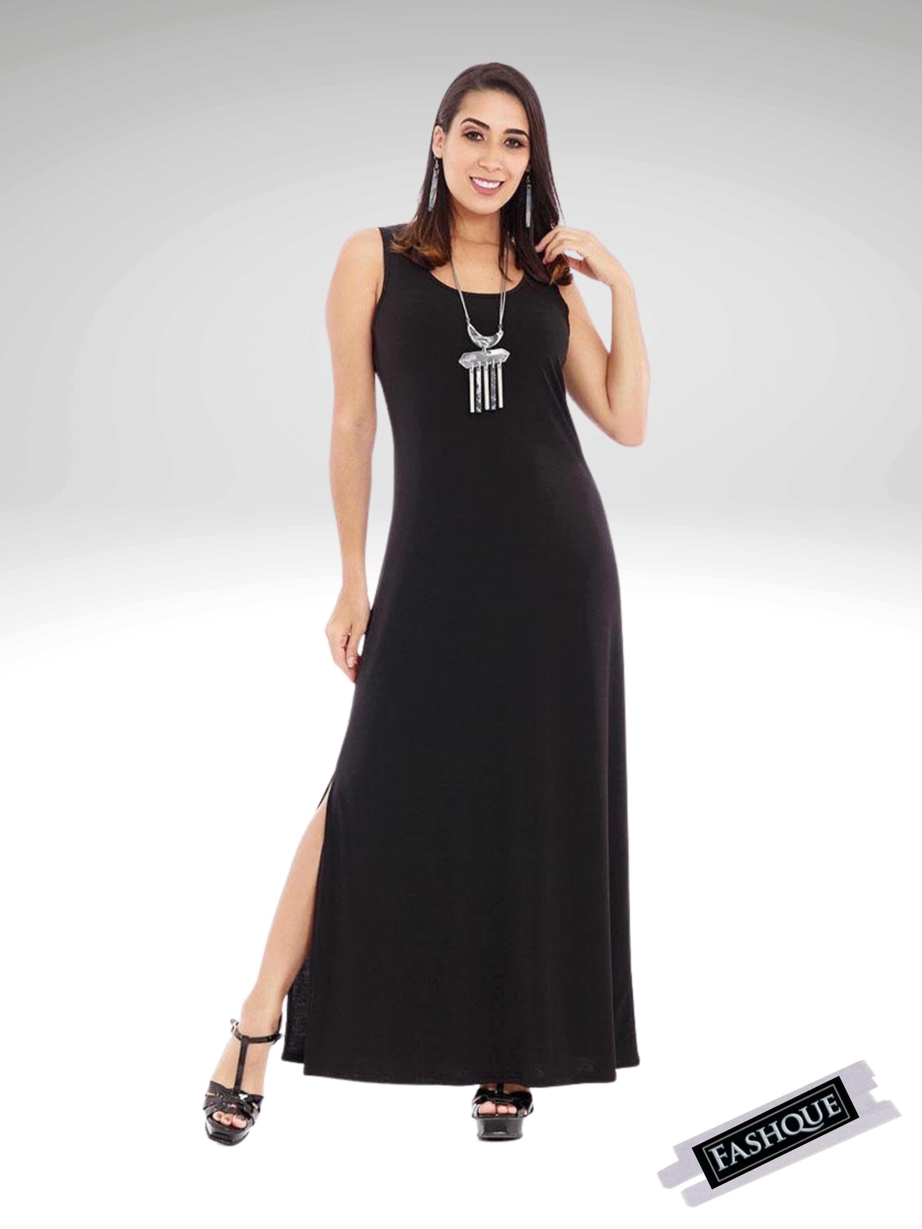 Full length sleeveless dress - D051