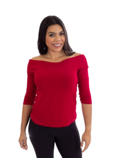 FASHQUE - Off Shoulder top with 3/4 Sleeves - T495 SALE