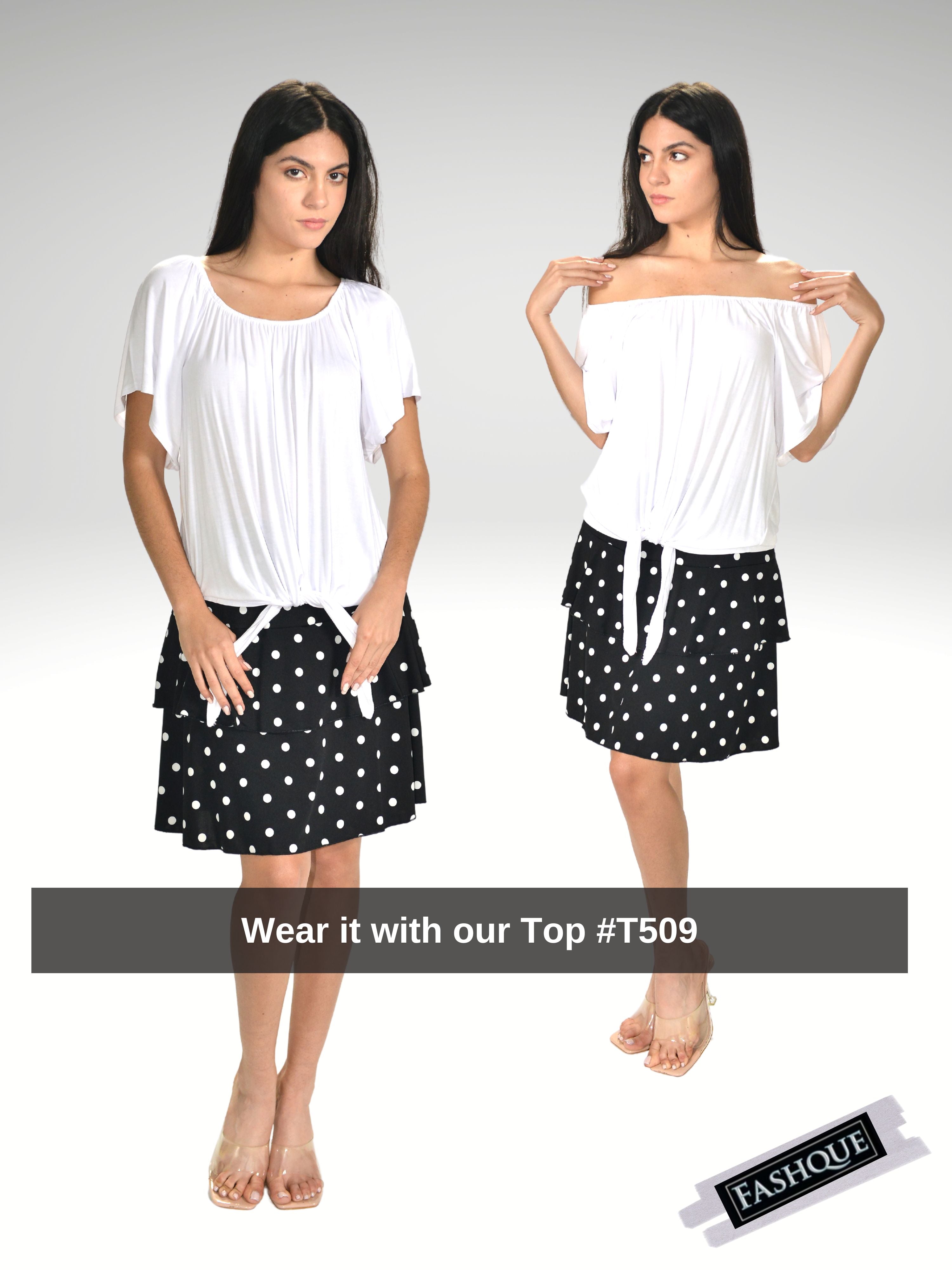 FASHQUE - 3 Tier PRINTED SKORT with the Ruffle in the center - SH001