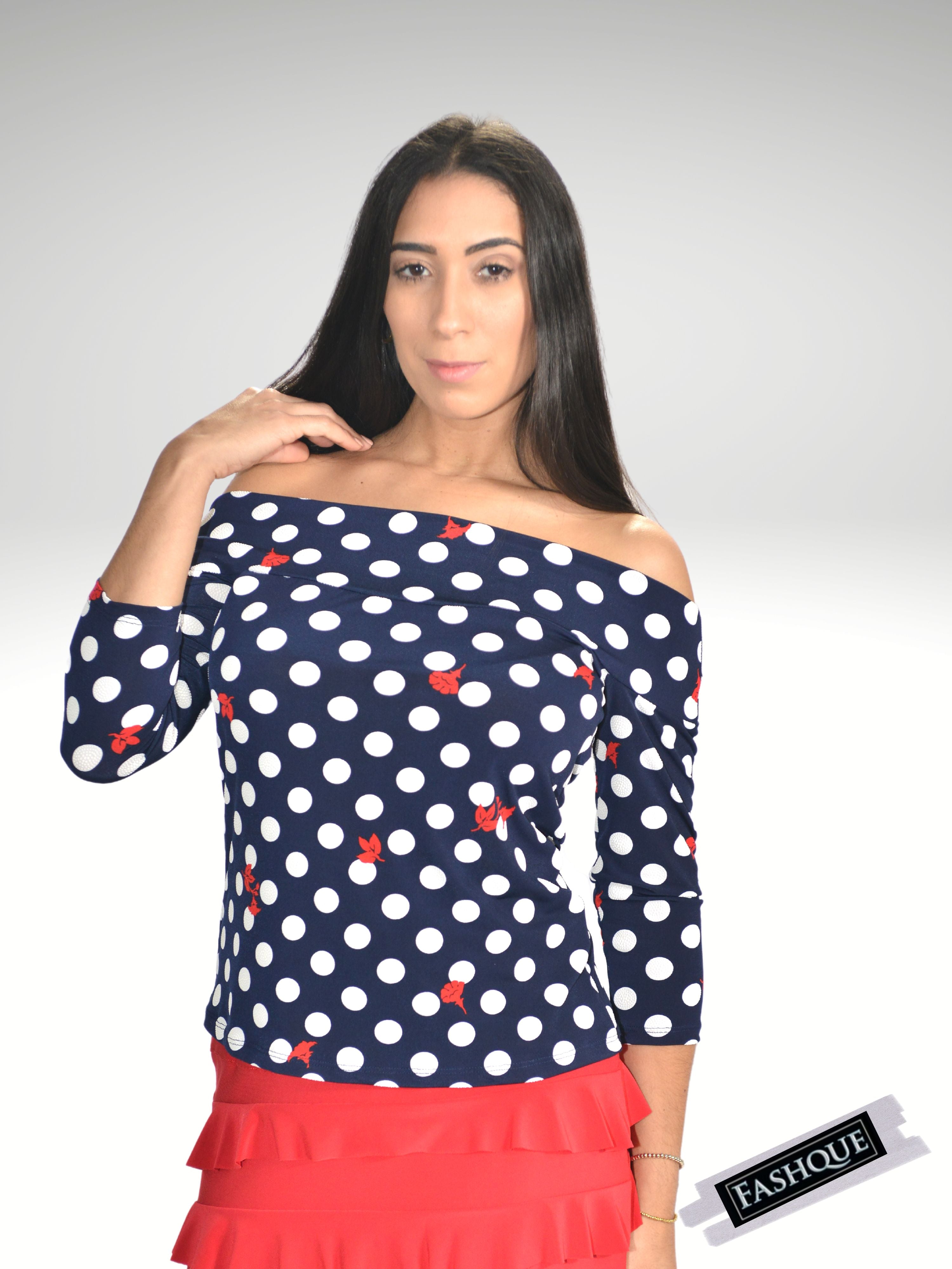 FASHQUE - Off Shoulder top with 3/4 Sleeves - T495 SALE