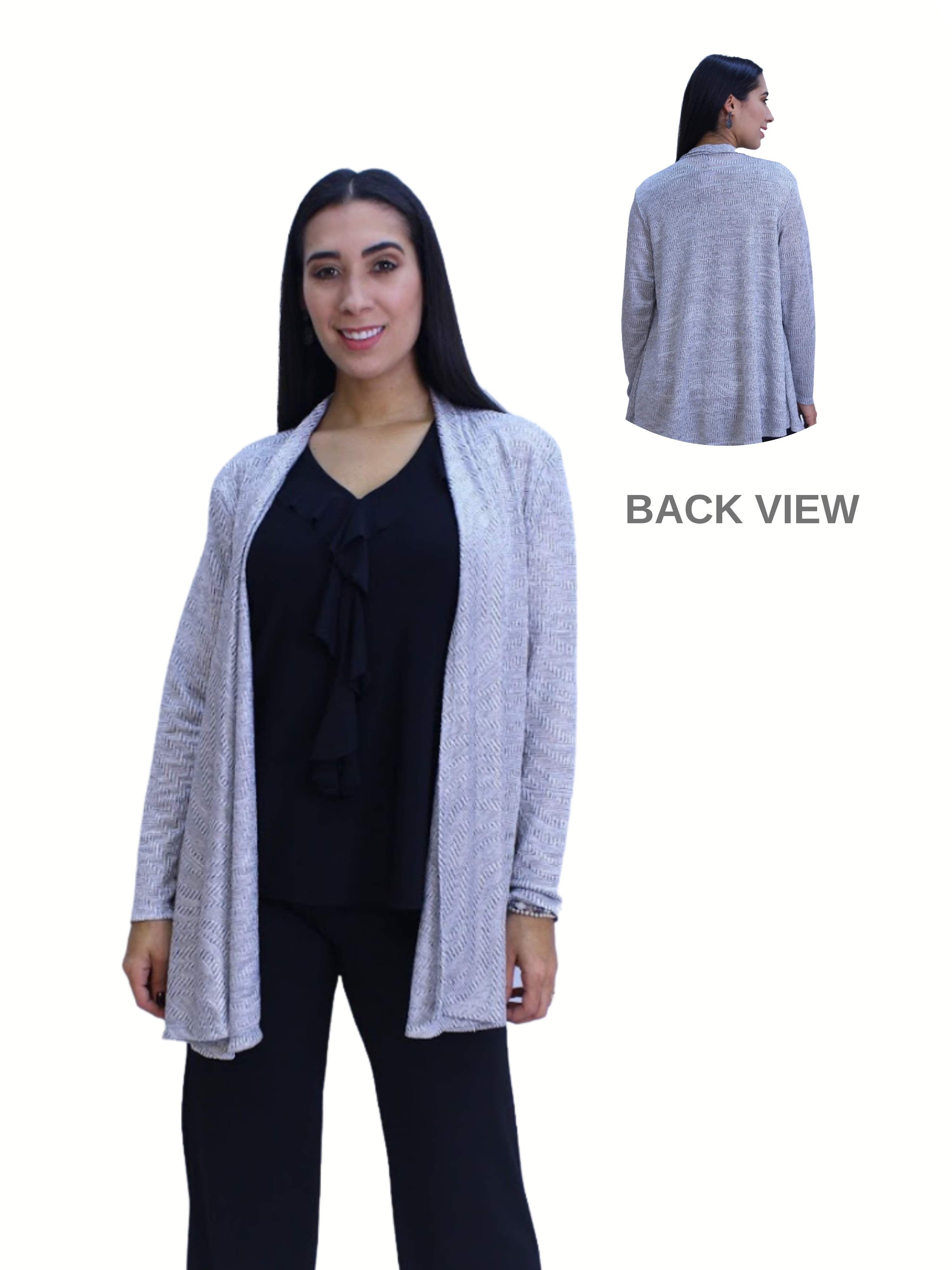 FASHQUE - Solid Open Front Long Full Sleeve Cardigan - T613